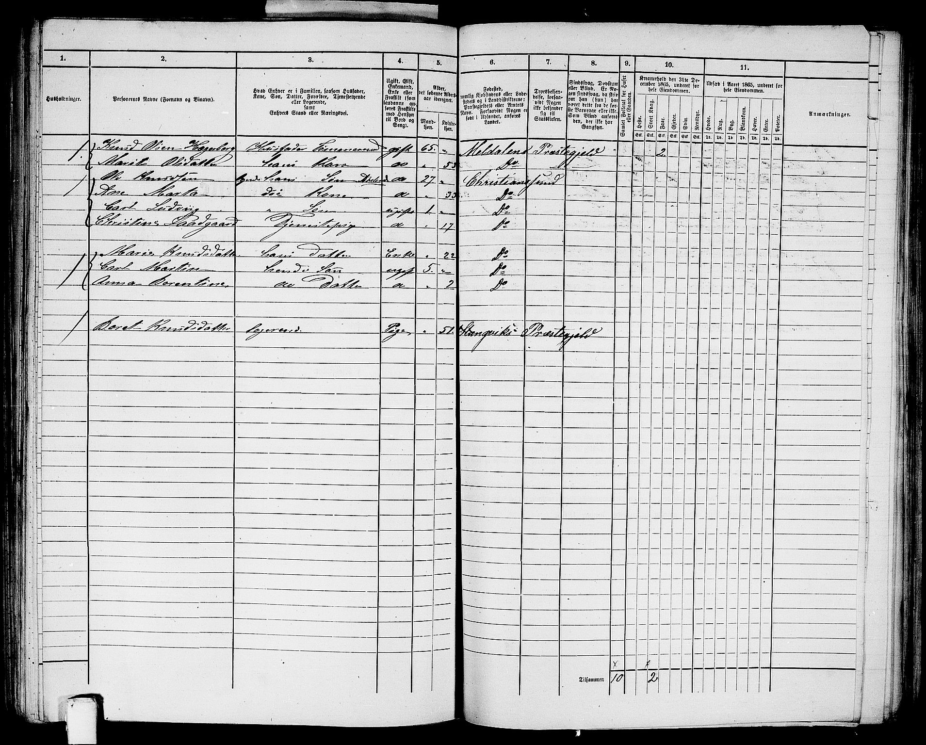 RA, Folketelling 1865 for 1503B Kristiansund prestegjeld, Kristiansund kjøpstad, 1865, s. 411