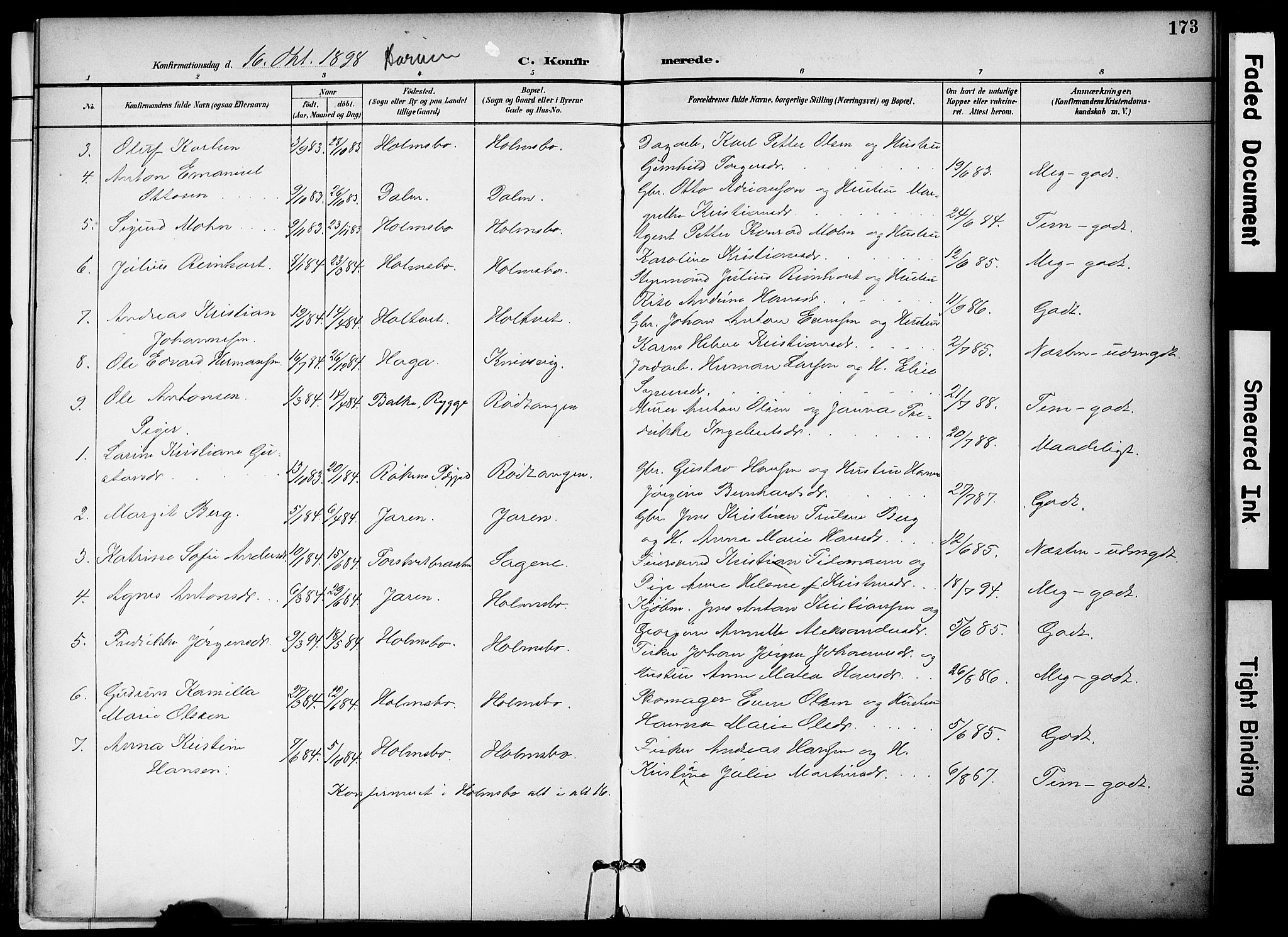 Hurum kirkebøker, AV/SAKO-A-229/F/Fa/L0015: Ministerialbok nr. 15, 1896-1908, s. 173