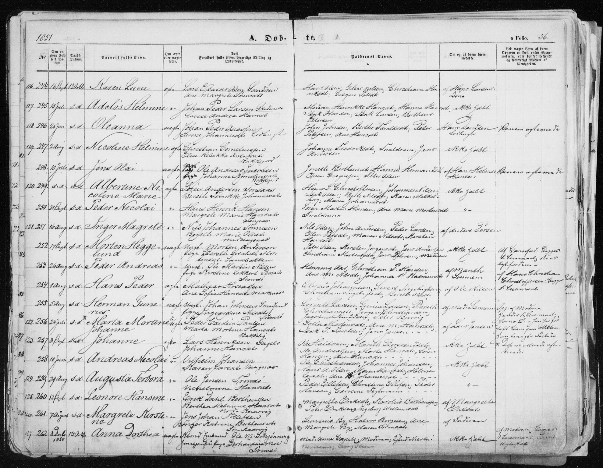 Tromsø sokneprestkontor/stiftsprosti/domprosti, AV/SATØ-S-1343/G/Ga/L0010kirke: Ministerialbok nr. 10, 1848-1855, s. 56