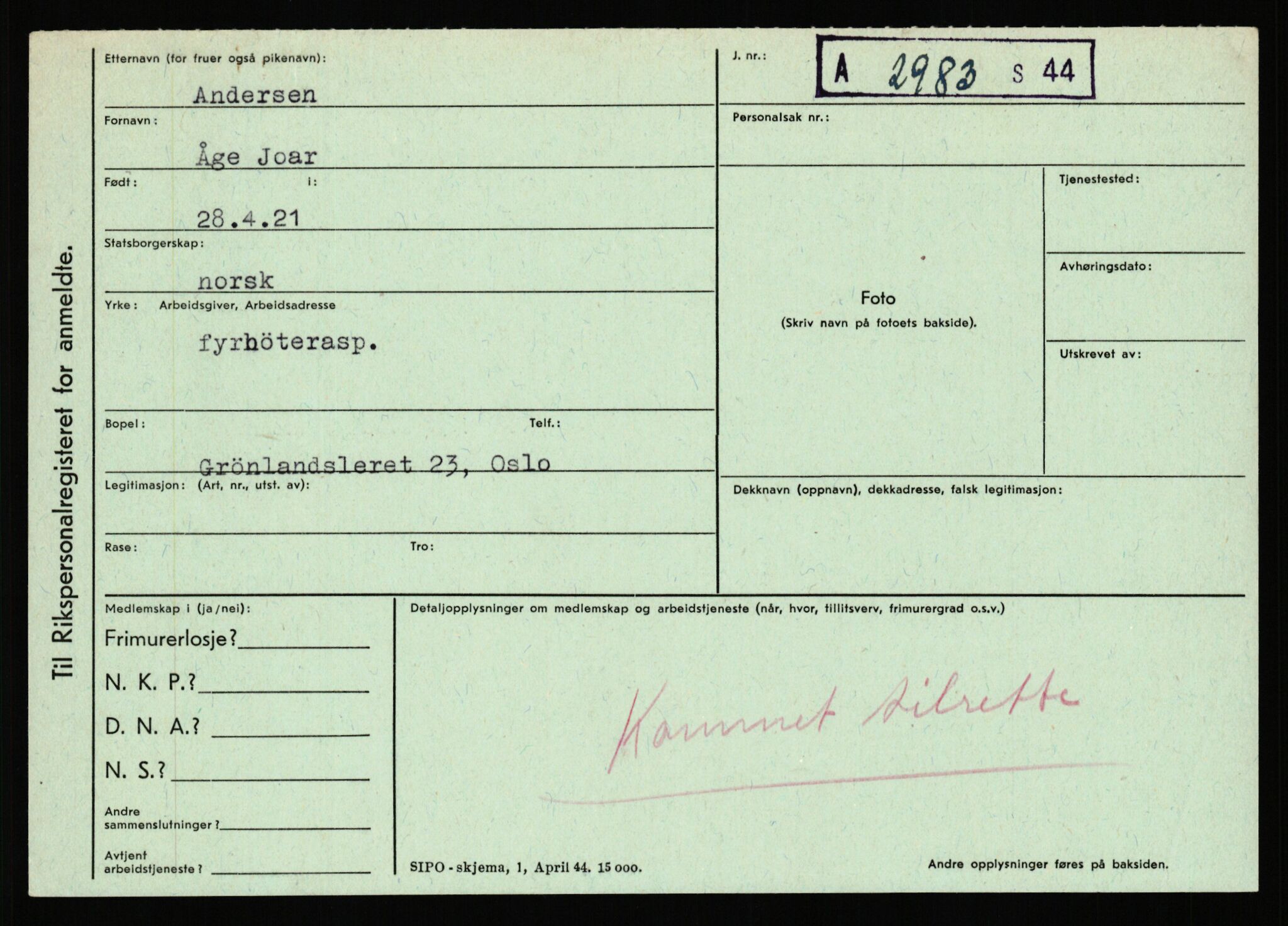 Statspolitiet - Hovedkontoret / Osloavdelingen, AV/RA-S-1329/C/Ca/L0001: Aabakken - Armann, 1943-1945, s. 1949