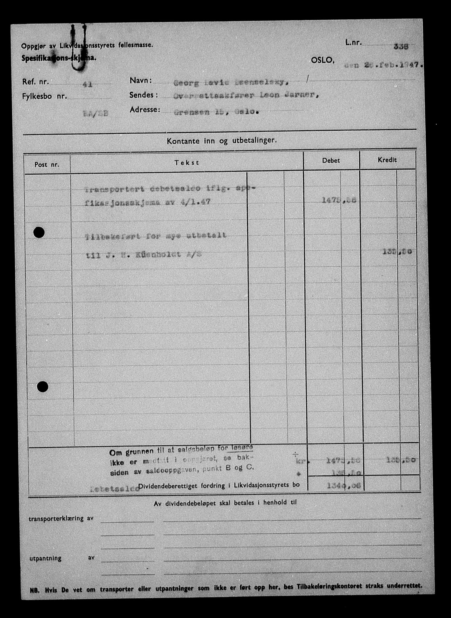 Justisdepartementet, Tilbakeføringskontoret for inndratte formuer, RA/S-1564/H/Hc/Hcc/L0931: --, 1945-1947, s. 294