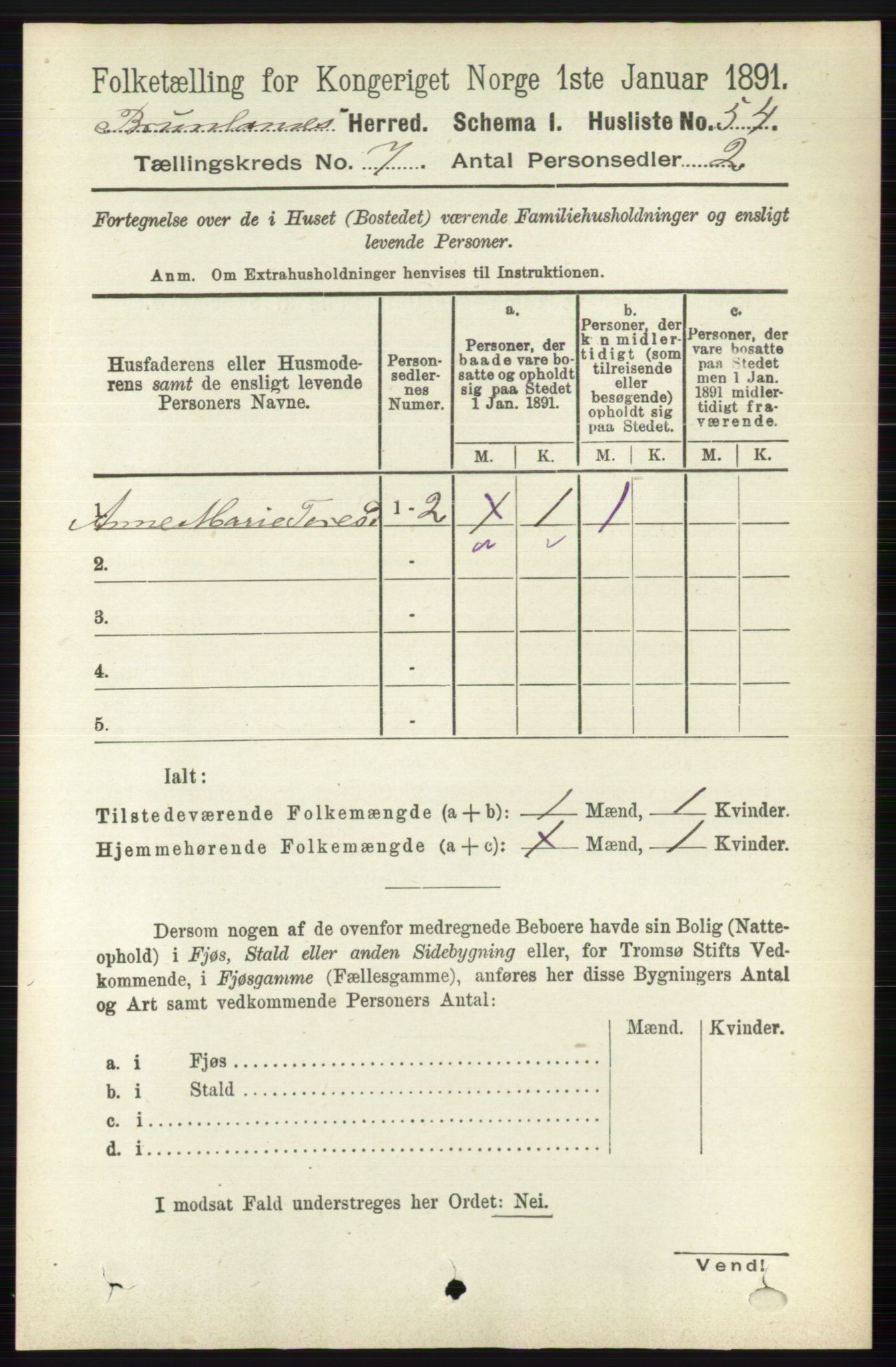 RA, Folketelling 1891 for 0726 Brunlanes herred, 1891, s. 2973