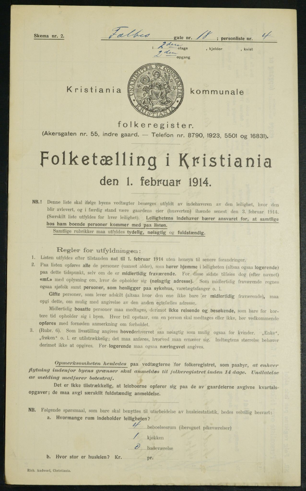 OBA, Kommunal folketelling 1.2.1914 for Kristiania, 1914, s. 23401