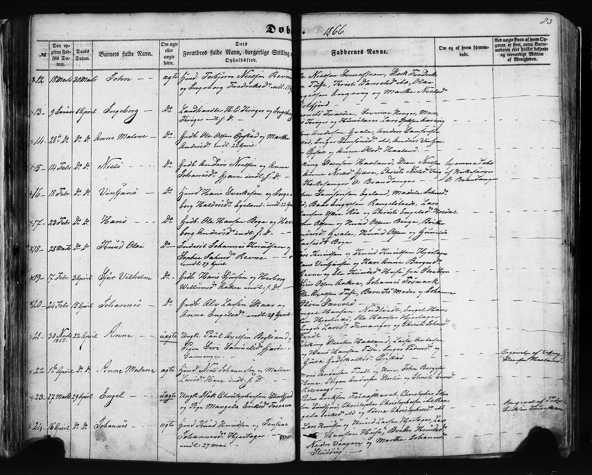 Fusa sokneprestembete, AV/SAB-A-75401/H/Haa: Ministerialbok nr. A 1I, 1855-1879, s. 83
