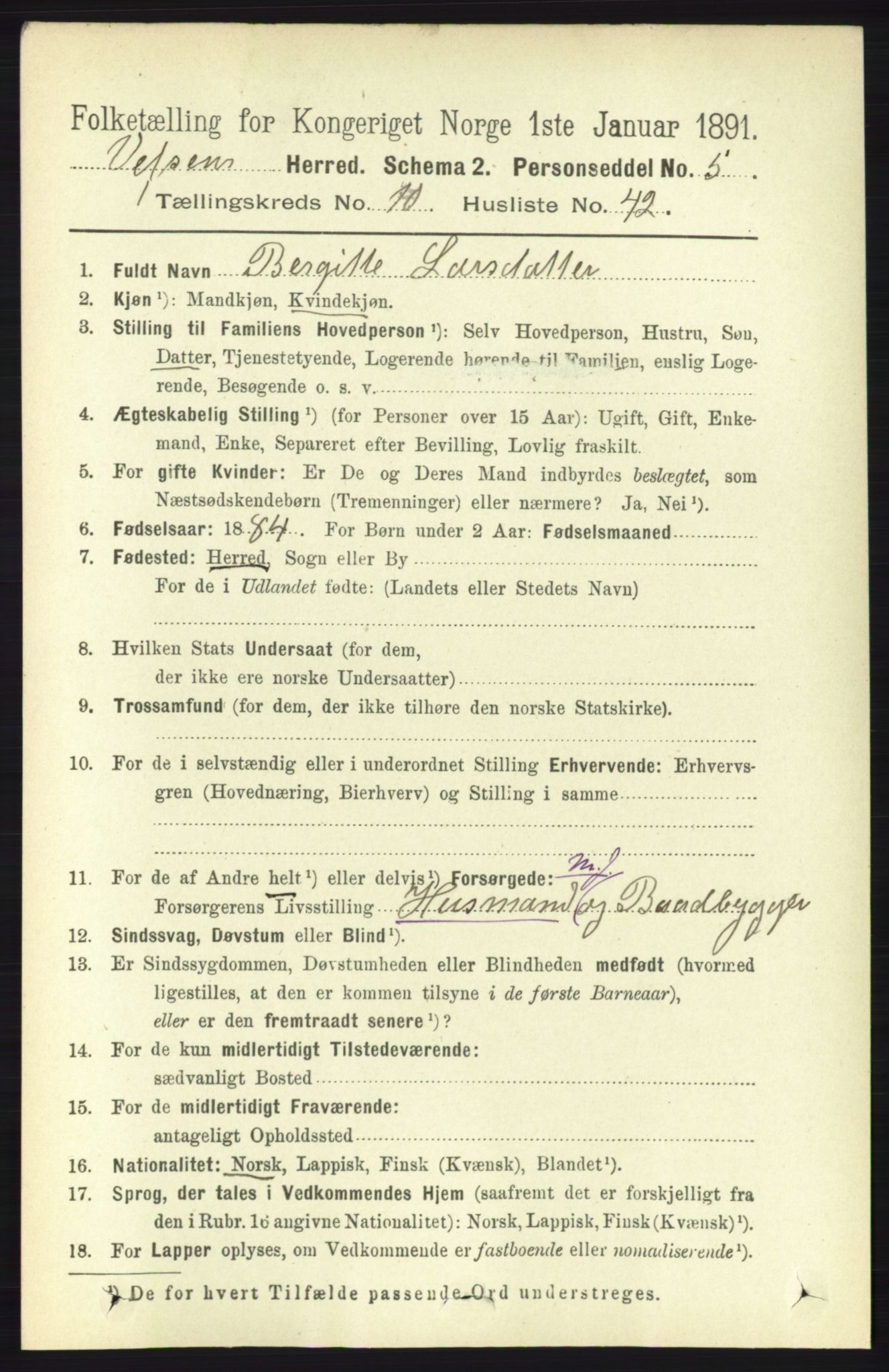 RA, Folketelling 1891 for 1824 Vefsn herred, 1891, s. 5491