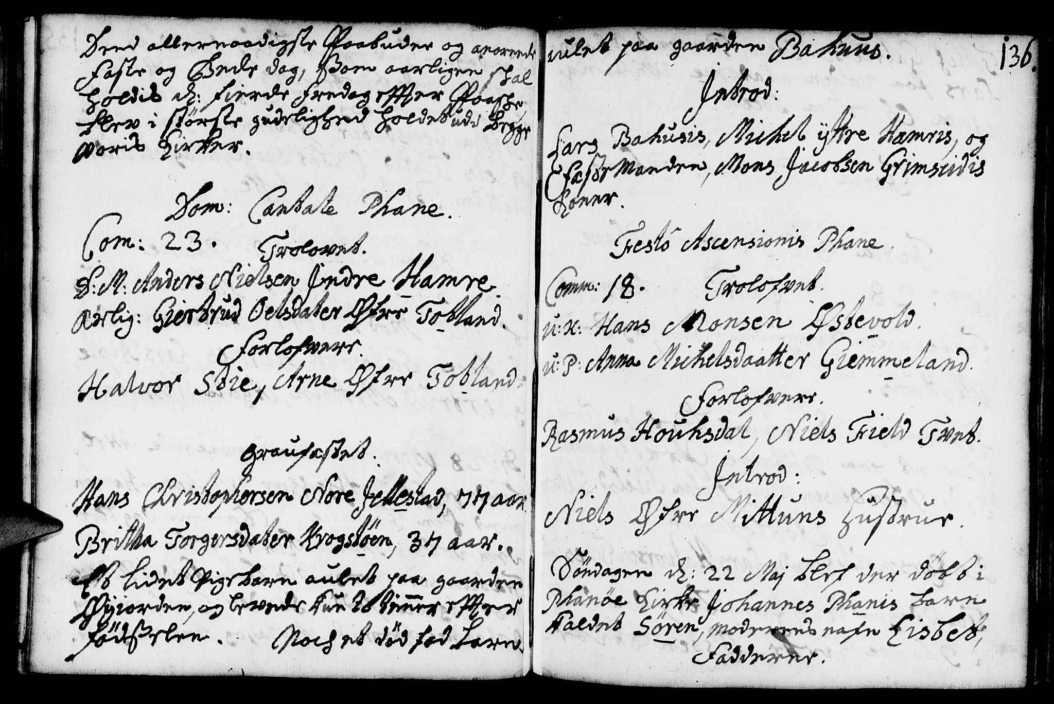 Fana Sokneprestembete, AV/SAB-A-75101/H/Haa/Haaa/L0002: Ministerialbok nr. A 2, 1719-1735, s. 136