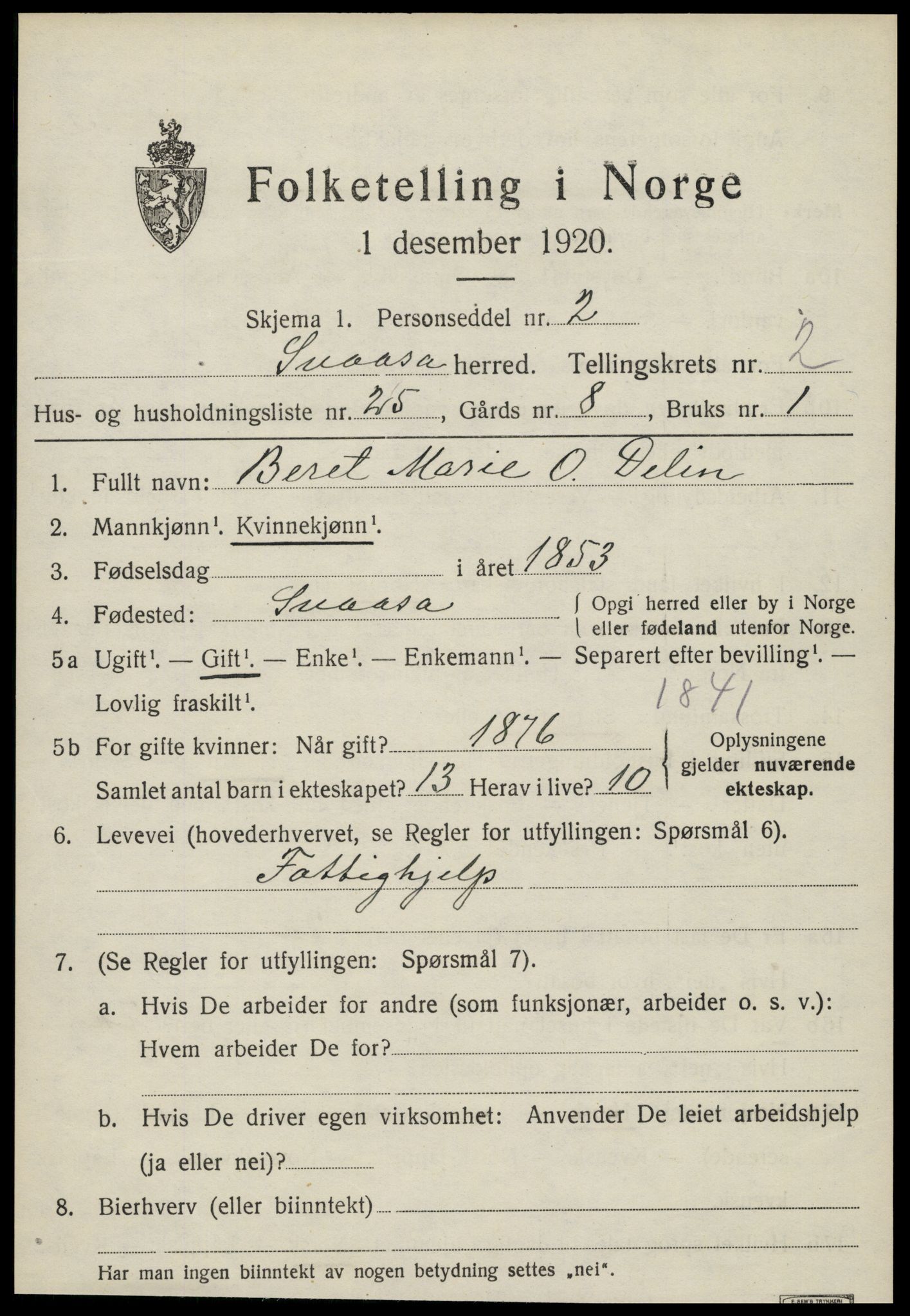 SAT, Folketelling 1920 for 1736 Snåsa herred, 1920, s. 1446