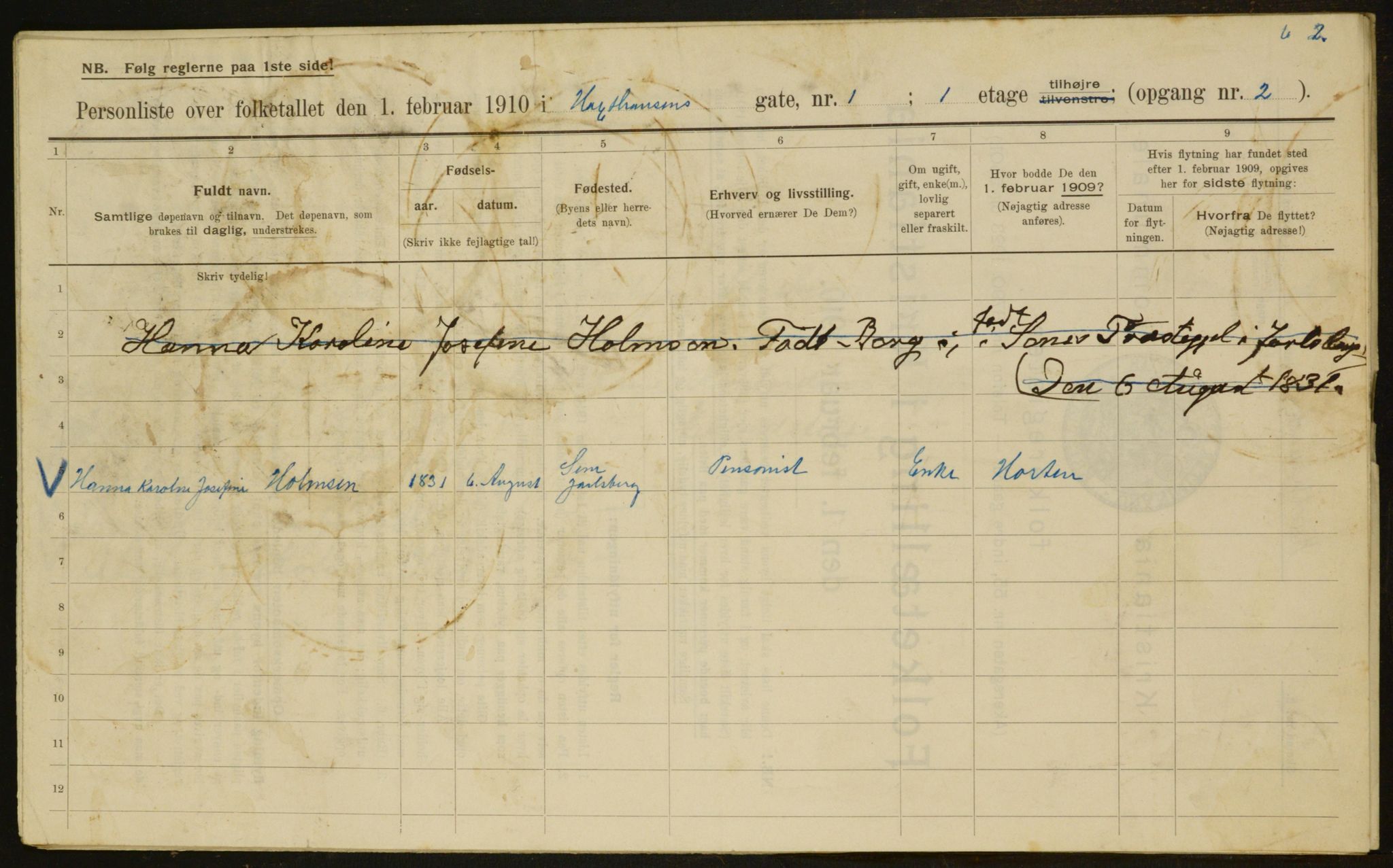 OBA, Kommunal folketelling 1.2.1910 for Kristiania, 1910, s. 34385