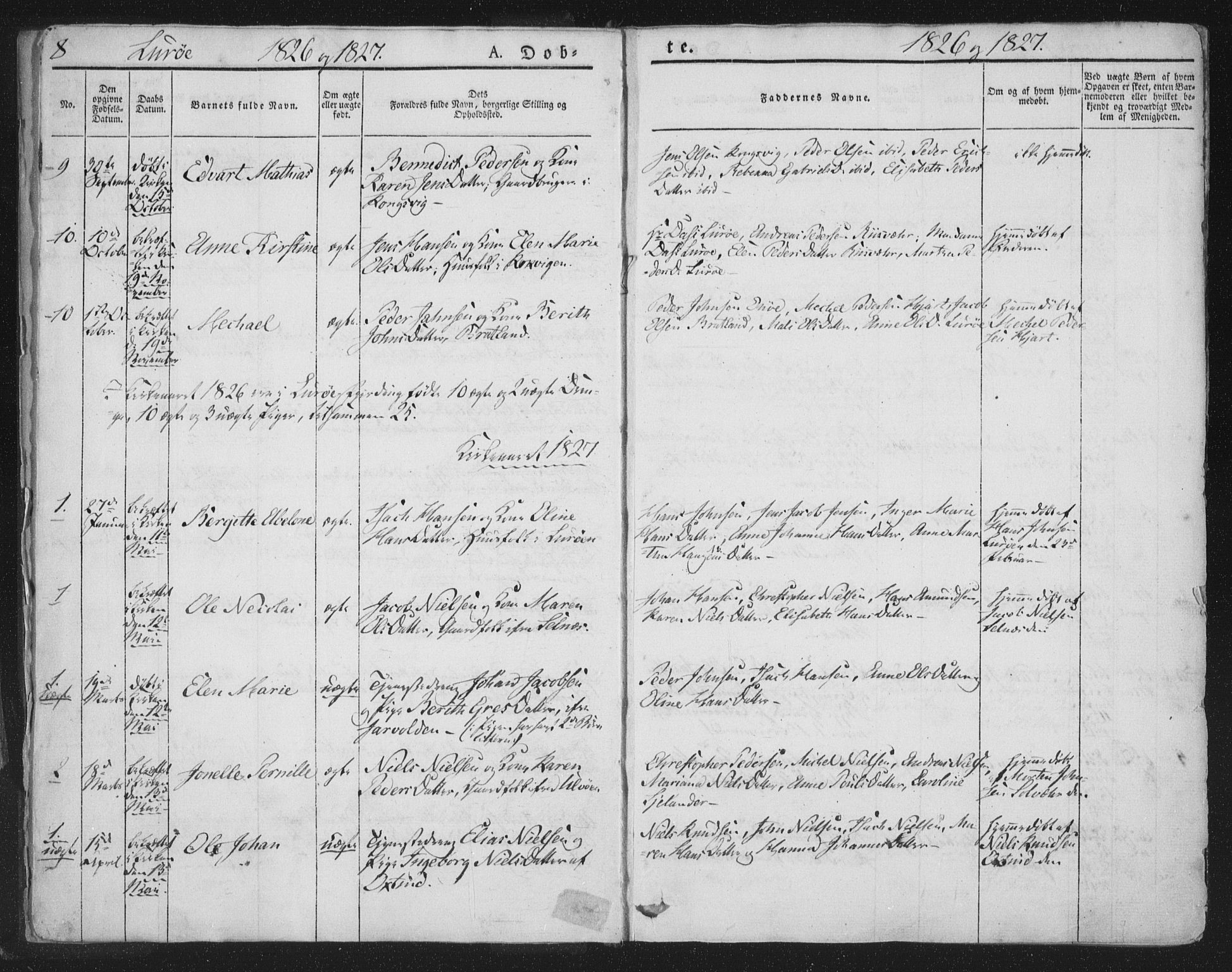 Ministerialprotokoller, klokkerbøker og fødselsregistre - Nordland, SAT/A-1459/839/L0565: Ministerialbok nr. 839A02, 1825-1862, s. 8