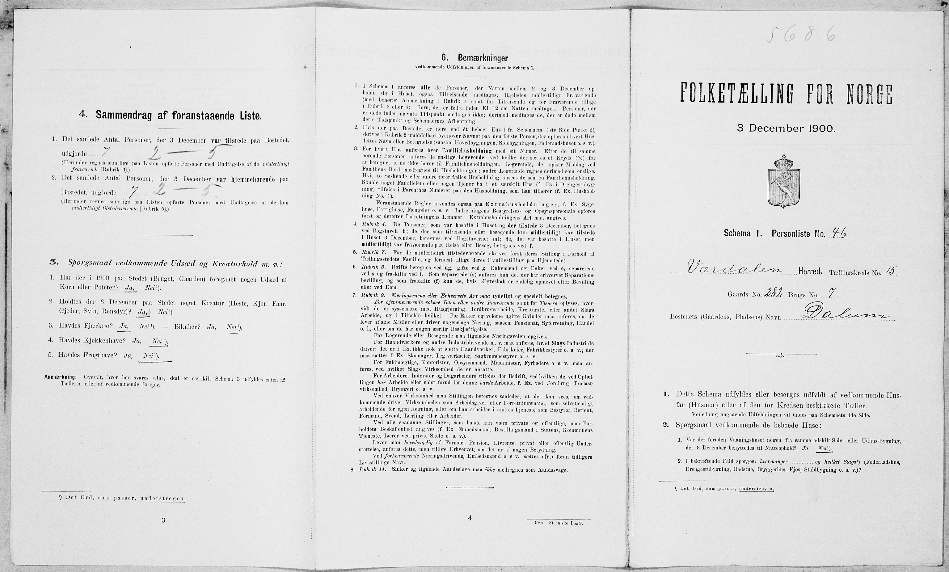 SAT, Folketelling 1900 for 1721 Verdal herred, 1900, s. 1969