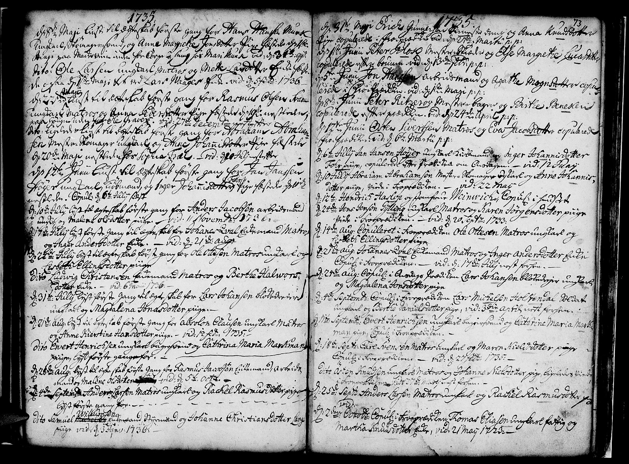 Nykirken Sokneprestembete, AV/SAB-A-77101/H/Haa/L0007: Ministerialbok nr. A 7, 1719-1781, s. 73