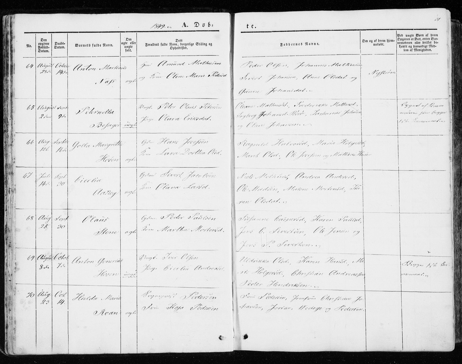 Ministerialprotokoller, klokkerbøker og fødselsregistre - Sør-Trøndelag, SAT/A-1456/657/L0704: Ministerialbok nr. 657A05, 1846-1857, s. 31