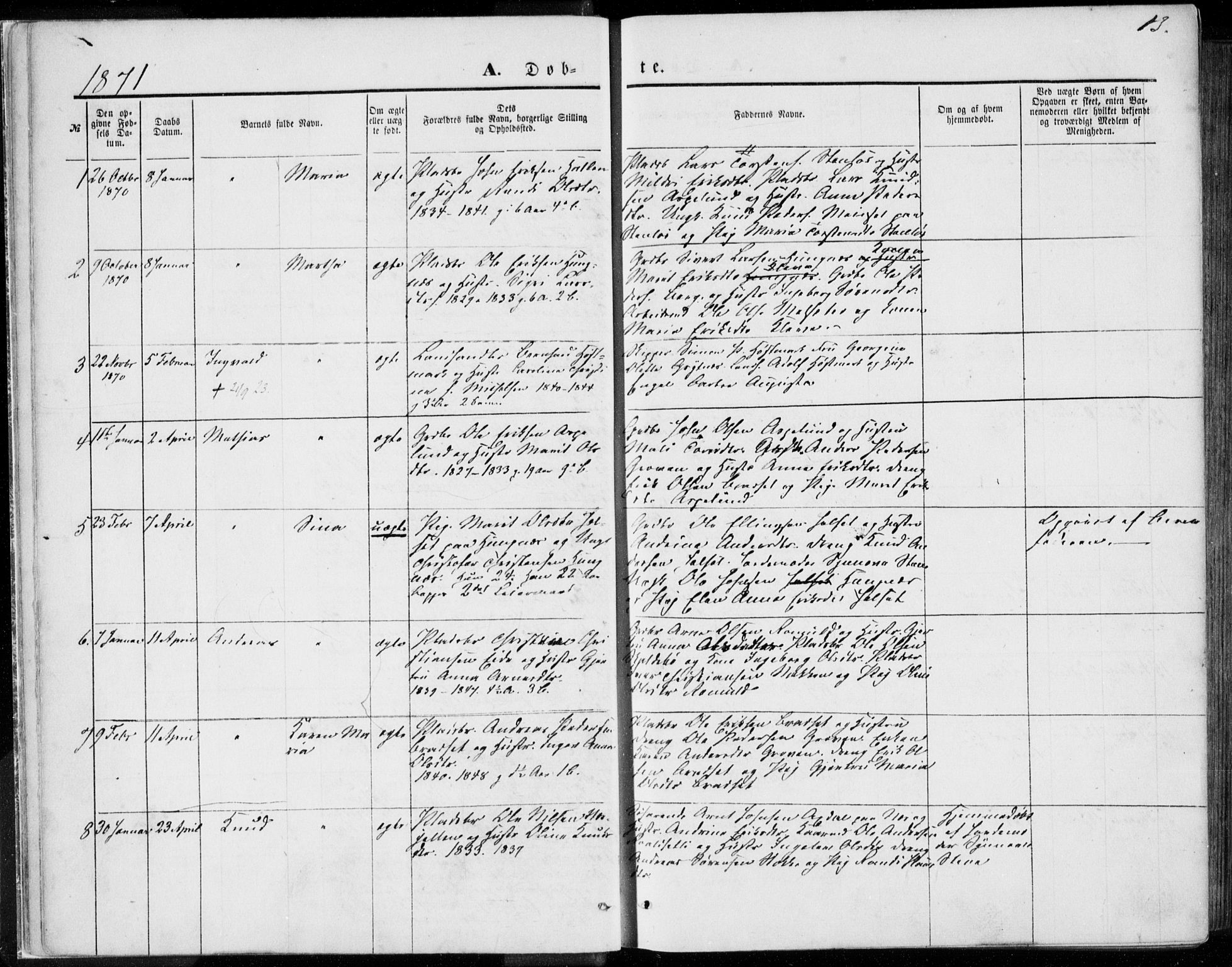 Ministerialprotokoller, klokkerbøker og fødselsregistre - Møre og Romsdal, SAT/A-1454/557/L0681: Ministerialbok nr. 557A03, 1869-1886, s. 13