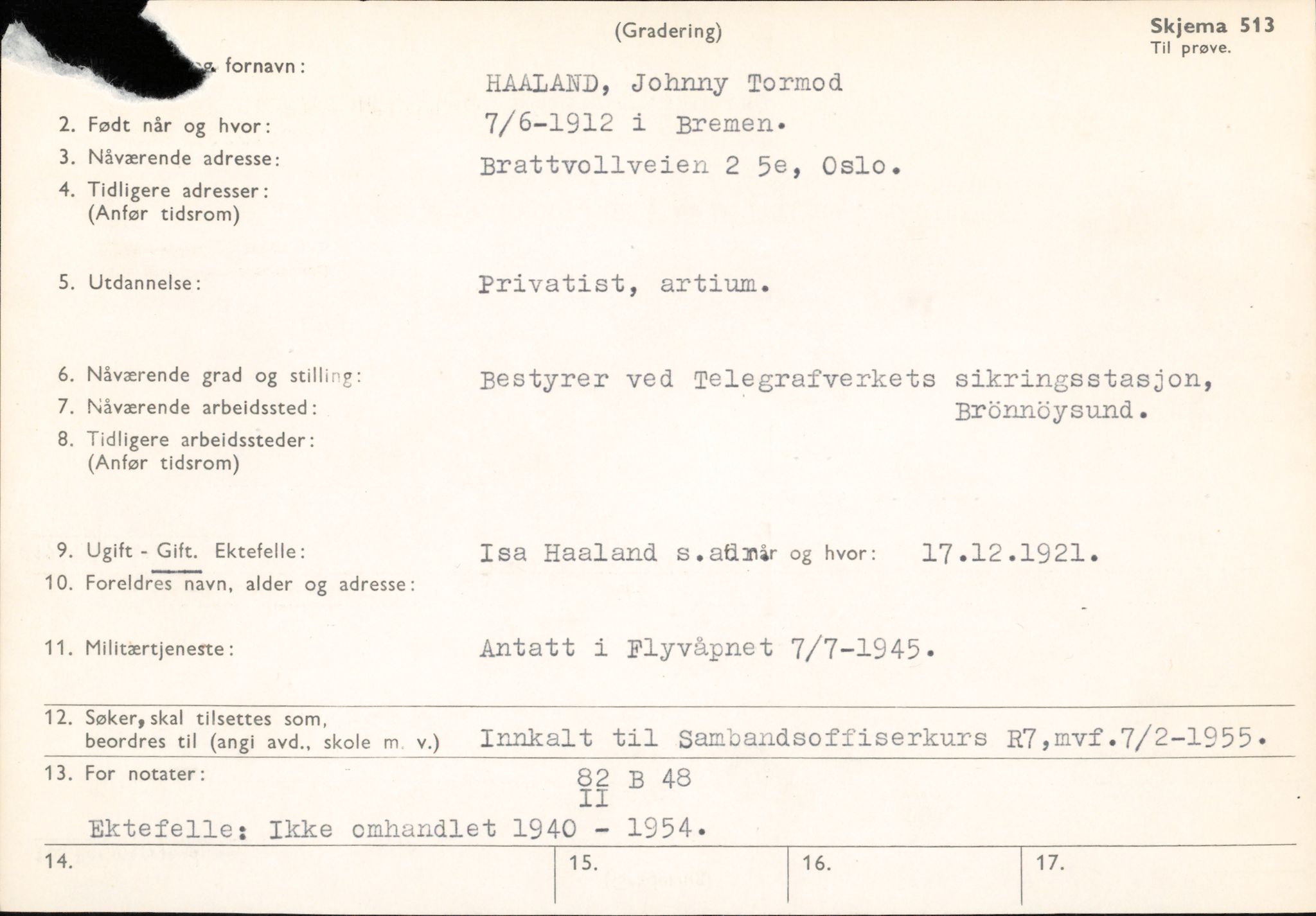 Forsvaret, Forsvarets overkommando/Luftforsvarsstaben, RA/RAFA-4079/P/Pa/L0029: Personellpapirer, 1912, s. 619