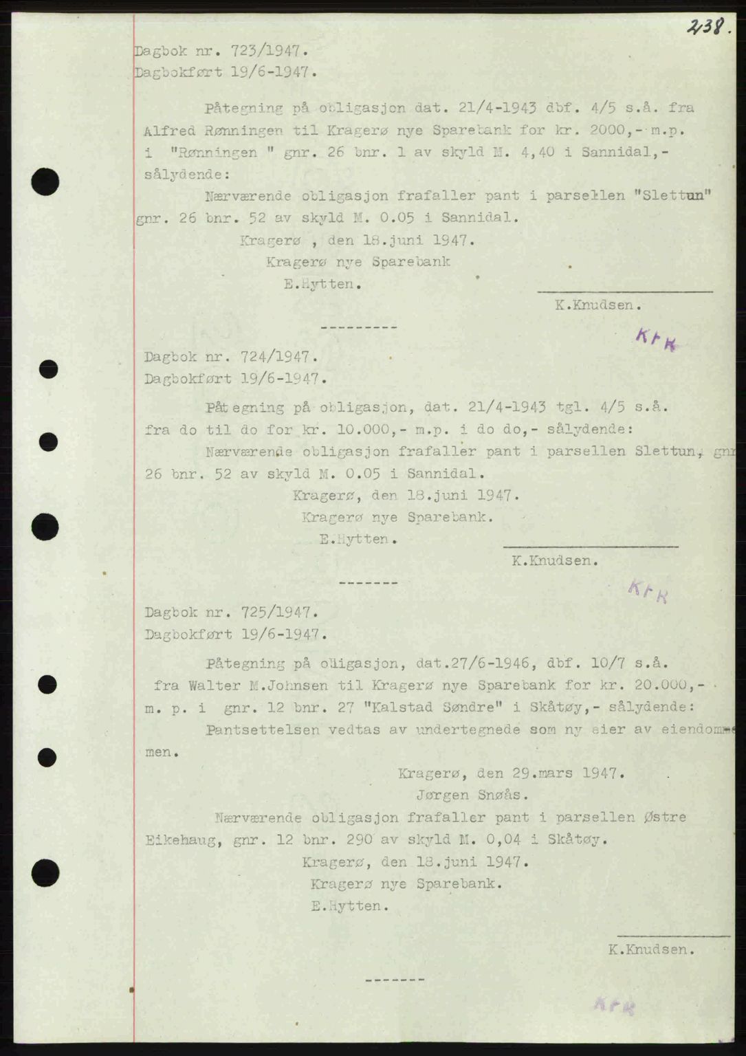 Kragerø sorenskriveri, SAKO/A-65/G/Ga/Gab/L0061: Pantebok nr. A-61, 1947-1947, Dagboknr: 723/1947