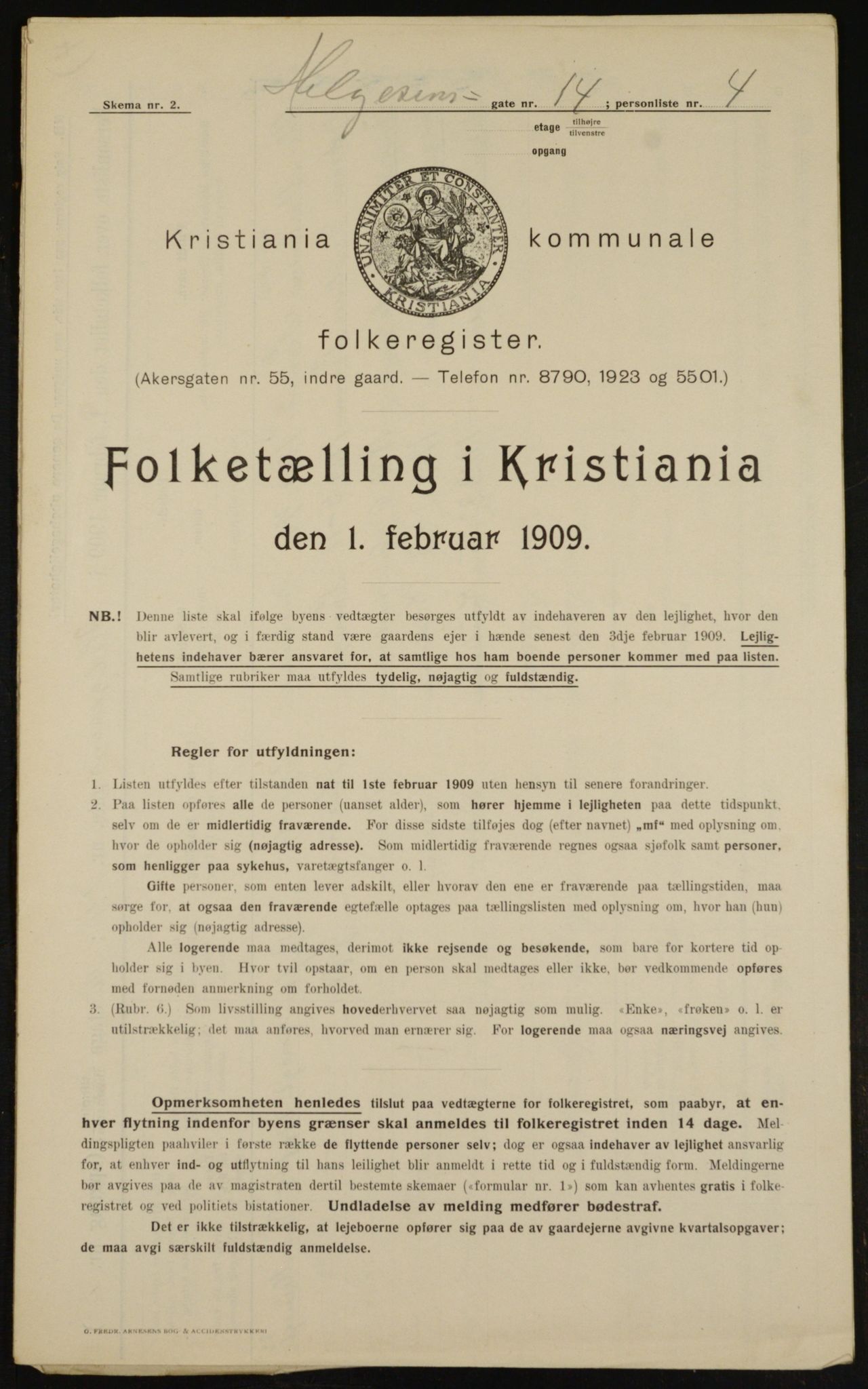 OBA, Kommunal folketelling 1.2.1909 for Kristiania kjøpstad, 1909, s. 33966