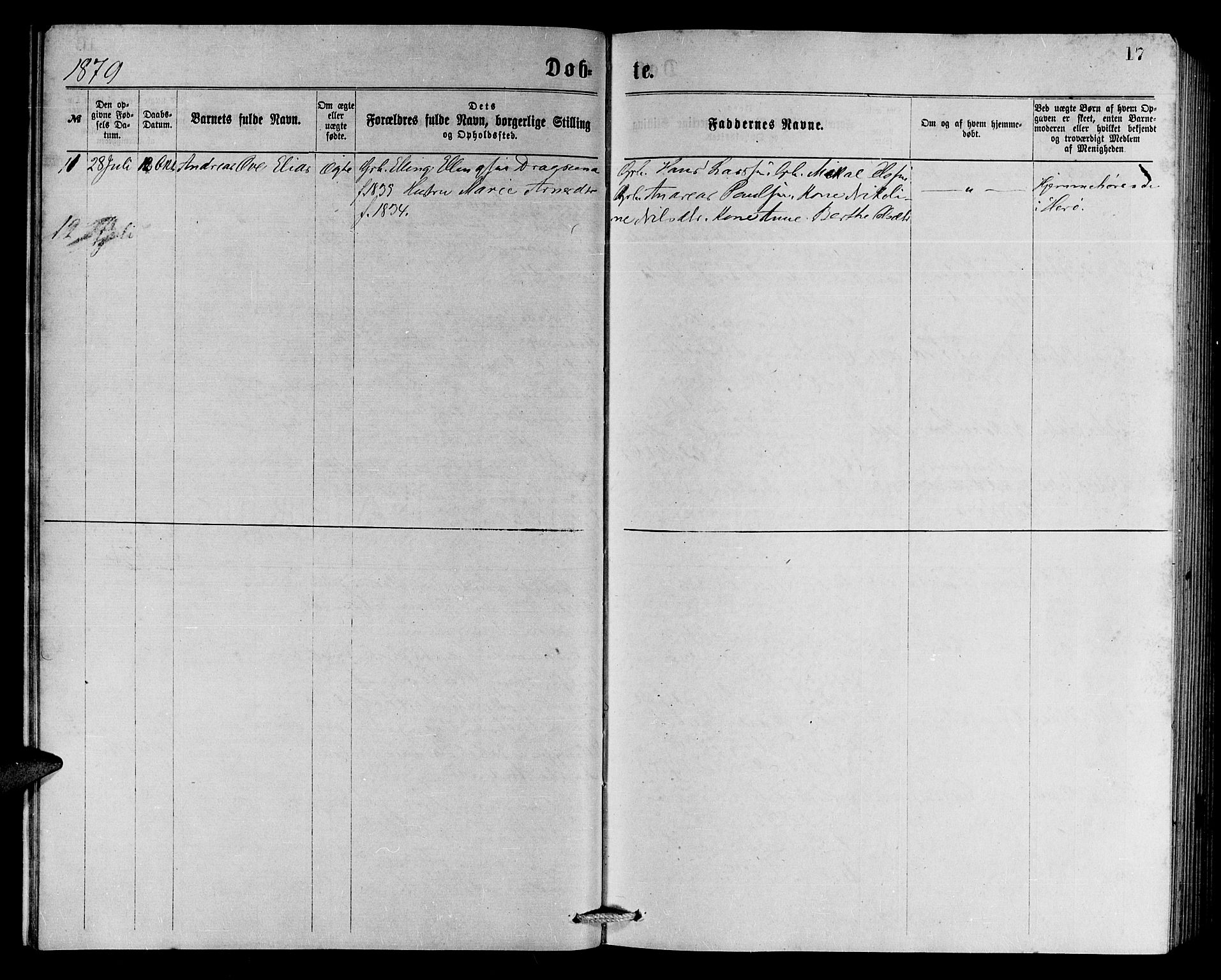 Ministerialprotokoller, klokkerbøker og fødselsregistre - Møre og Romsdal, SAT/A-1454/508/L0094: Ministerialbok nr. 508A01, 1873-1886, s. 17