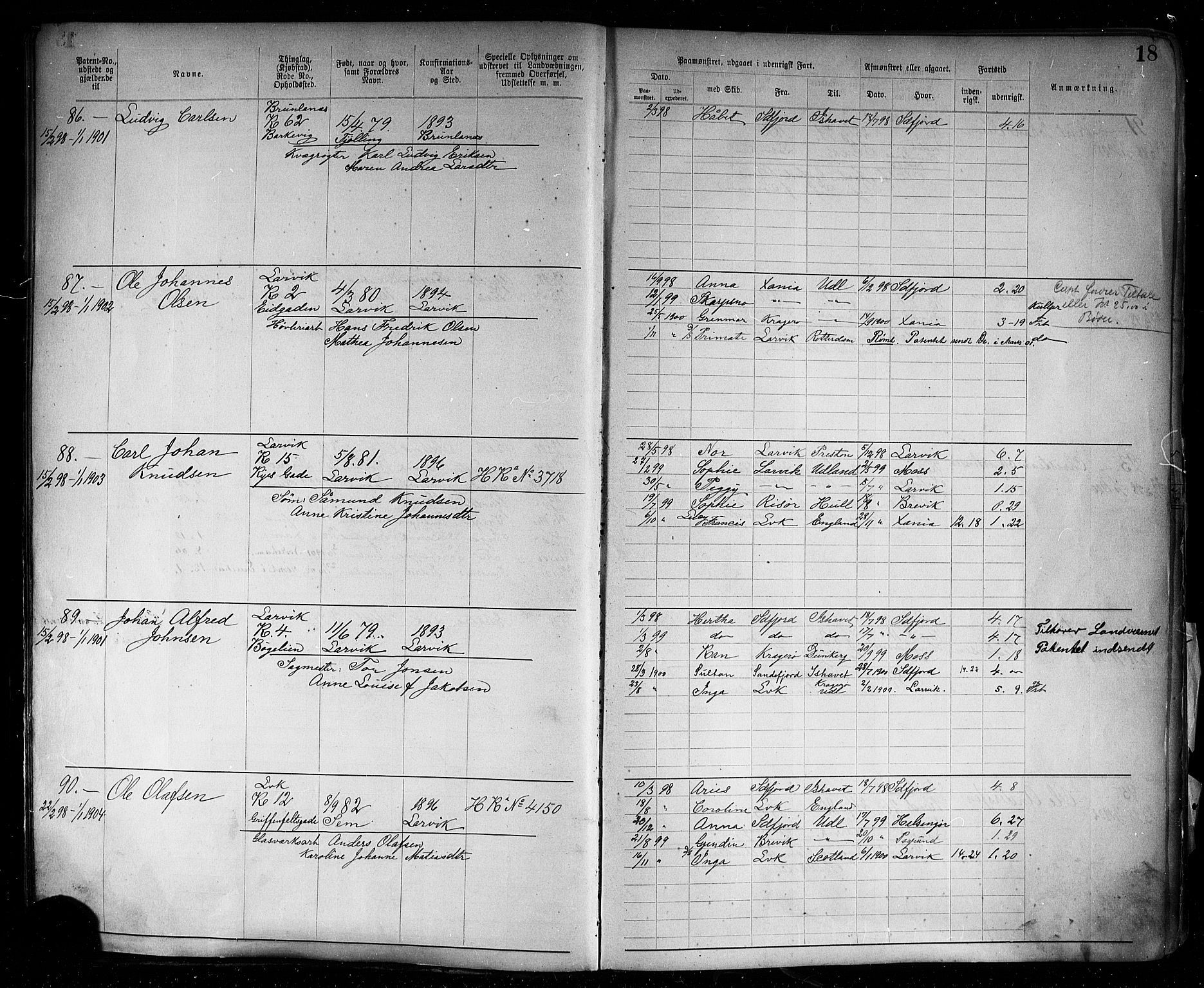 Larvik innrulleringskontor, AV/SAKO-A-787/F/Fb/L0002: Annotasjonsrulle, 1897-1917, s. 20
