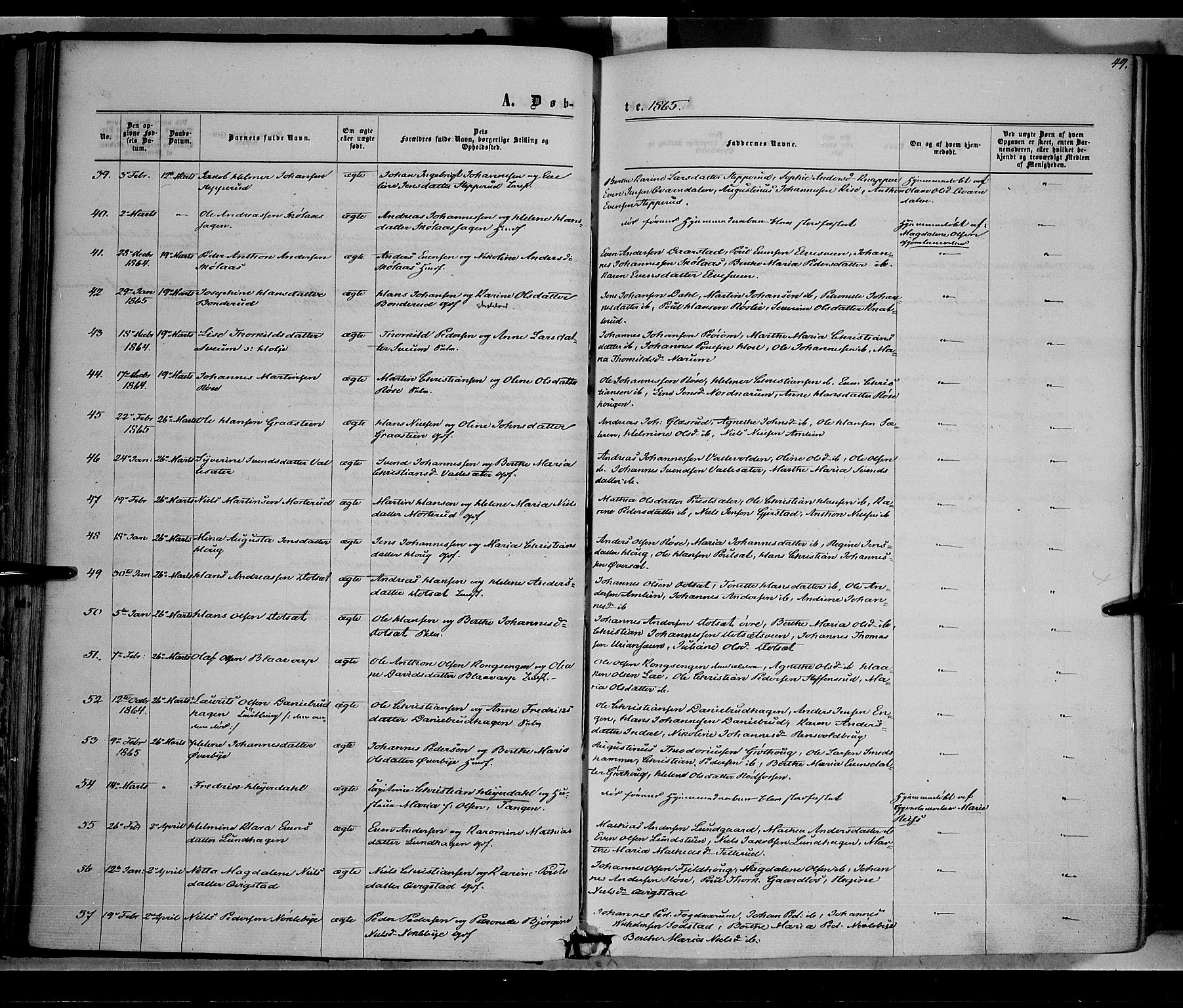 Vestre Toten prestekontor, AV/SAH-PREST-108/H/Ha/Haa/L0007: Ministerialbok nr. 7, 1862-1869, s. 49