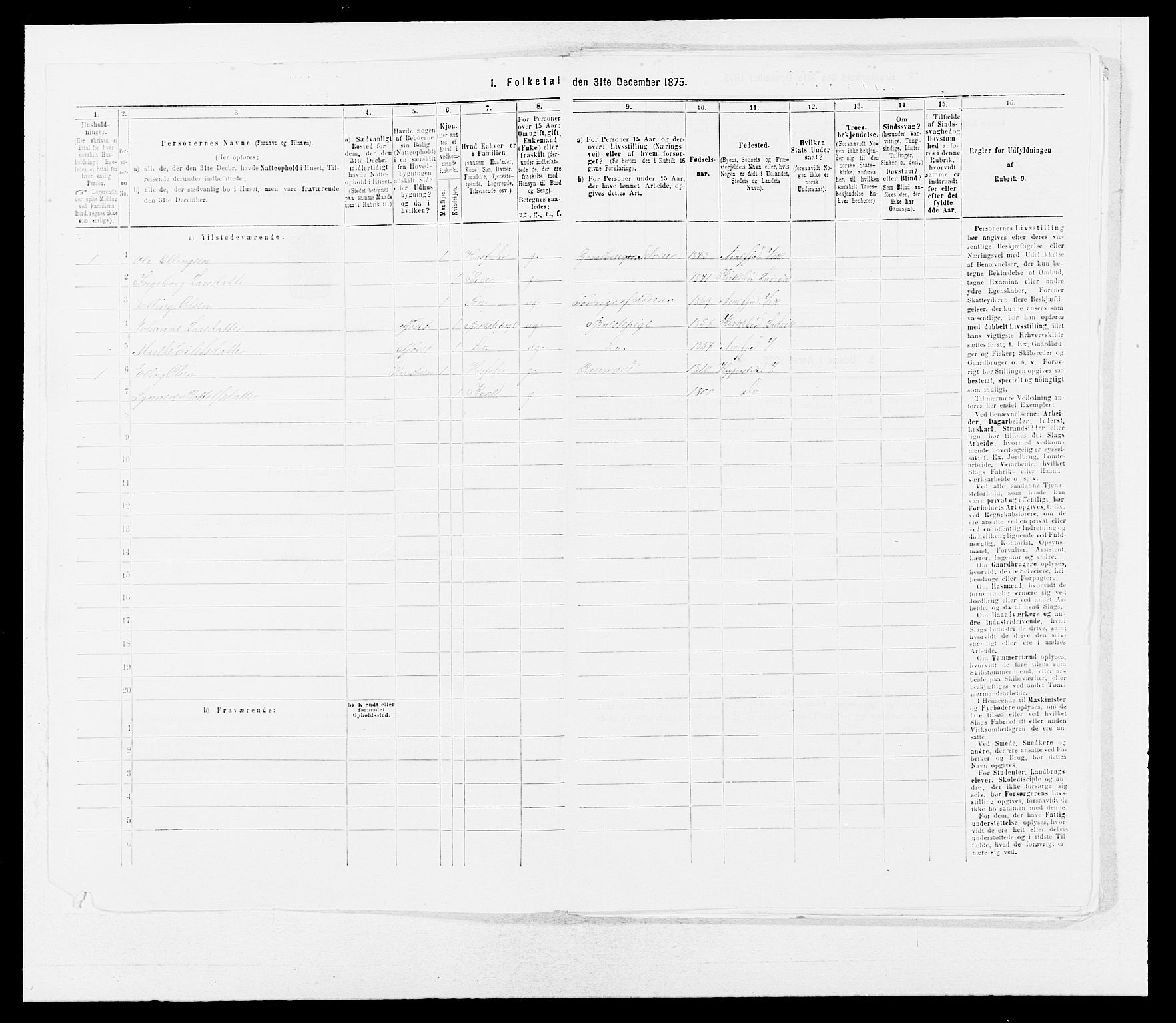 SAB, Folketelling 1875 for 1417P Vik prestegjeld, 1875, s. 305