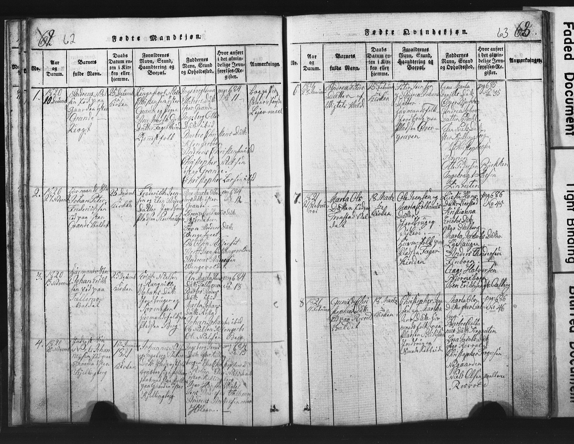 Ministerialprotokoller, klokkerbøker og fødselsregistre - Nord-Trøndelag, SAT/A-1458/701/L0017: Klokkerbok nr. 701C01, 1817-1825, s. 62-63