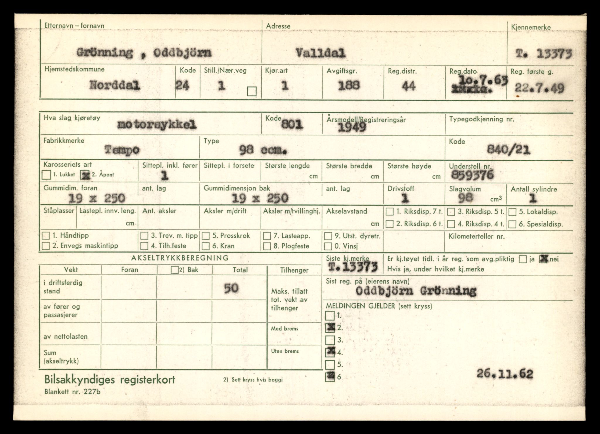 Møre og Romsdal vegkontor - Ålesund trafikkstasjon, AV/SAT-A-4099/F/Fe/L0039: Registreringskort for kjøretøy T 13361 - T 13530, 1927-1998, s. 203