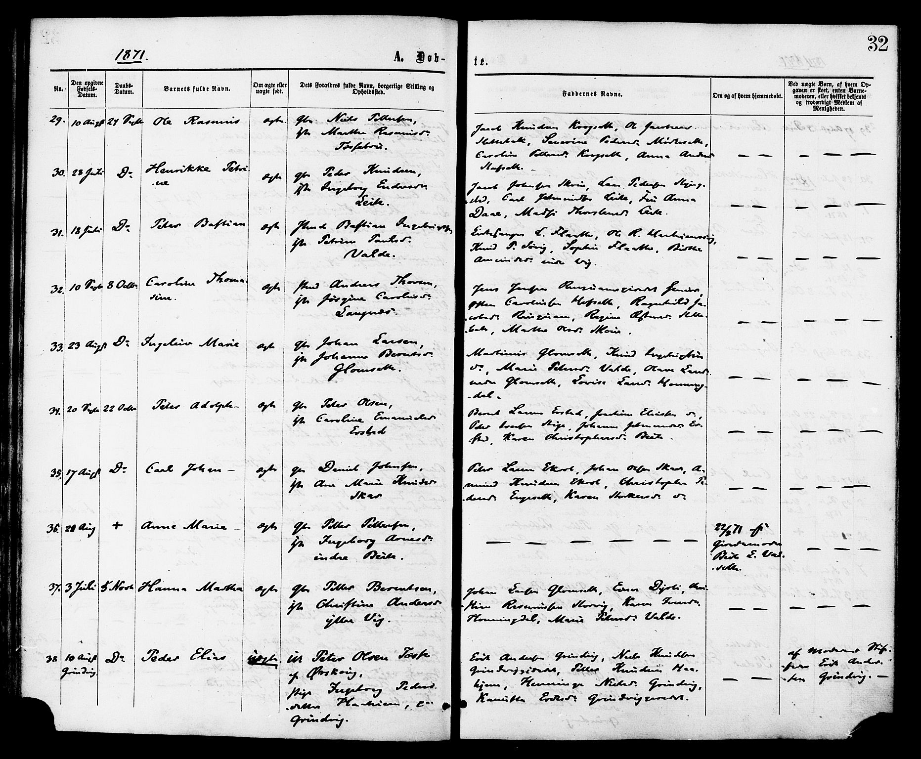 Ministerialprotokoller, klokkerbøker og fødselsregistre - Møre og Romsdal, AV/SAT-A-1454/524/L0355: Ministerialbok nr. 524A07, 1864-1879, s. 32