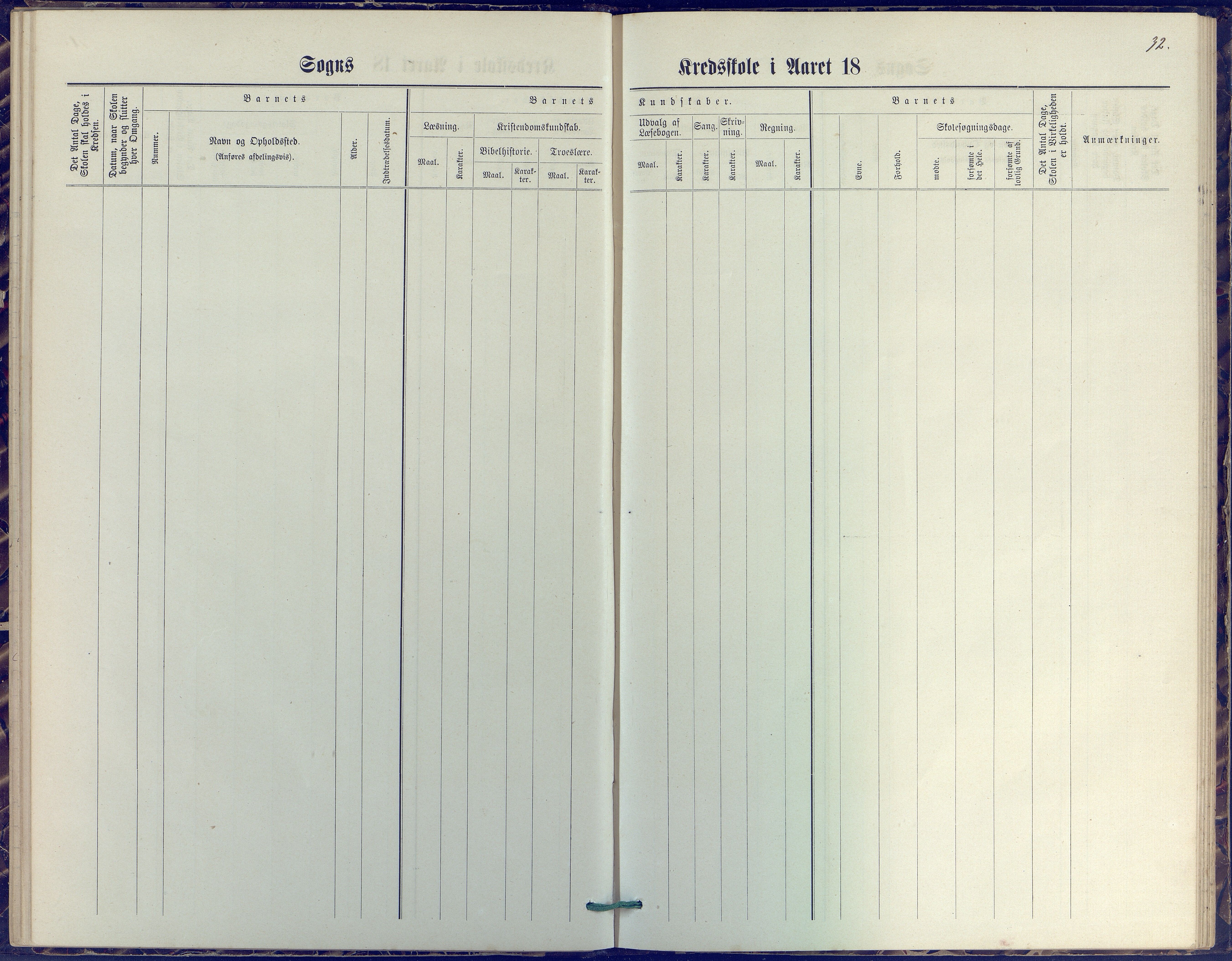 Øyestad kommune frem til 1979, AAKS/KA0920-PK/06/06J/L0001: Skoleprotokoll, 1872-1892, s. 32