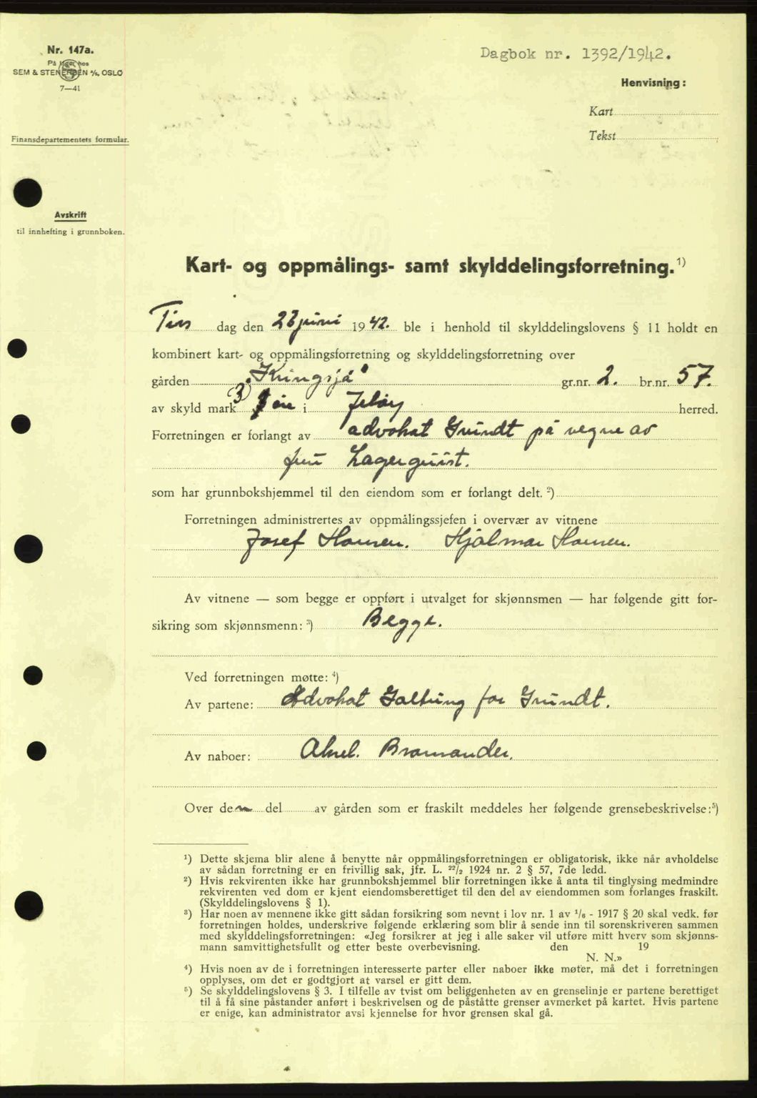 Moss sorenskriveri, SAO/A-10168: Pantebok nr. A10, 1942-1943, Dagboknr: 1392/1942