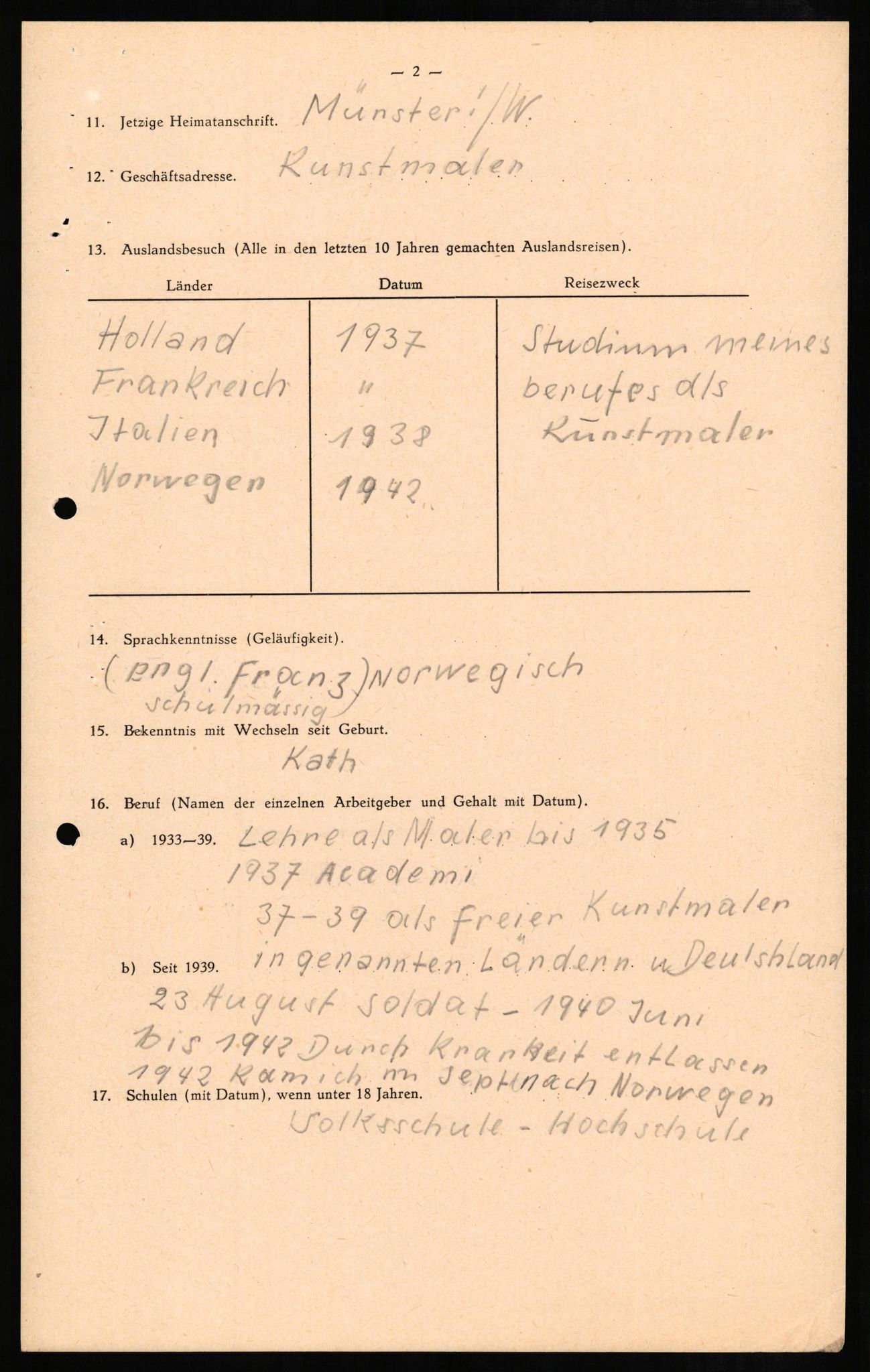 Forsvaret, Forsvarets overkommando II, AV/RA-RAFA-3915/D/Db/L0010: CI Questionaires. Tyske okkupasjonsstyrker i Norge. Tyskere., 1945-1946, s. 5