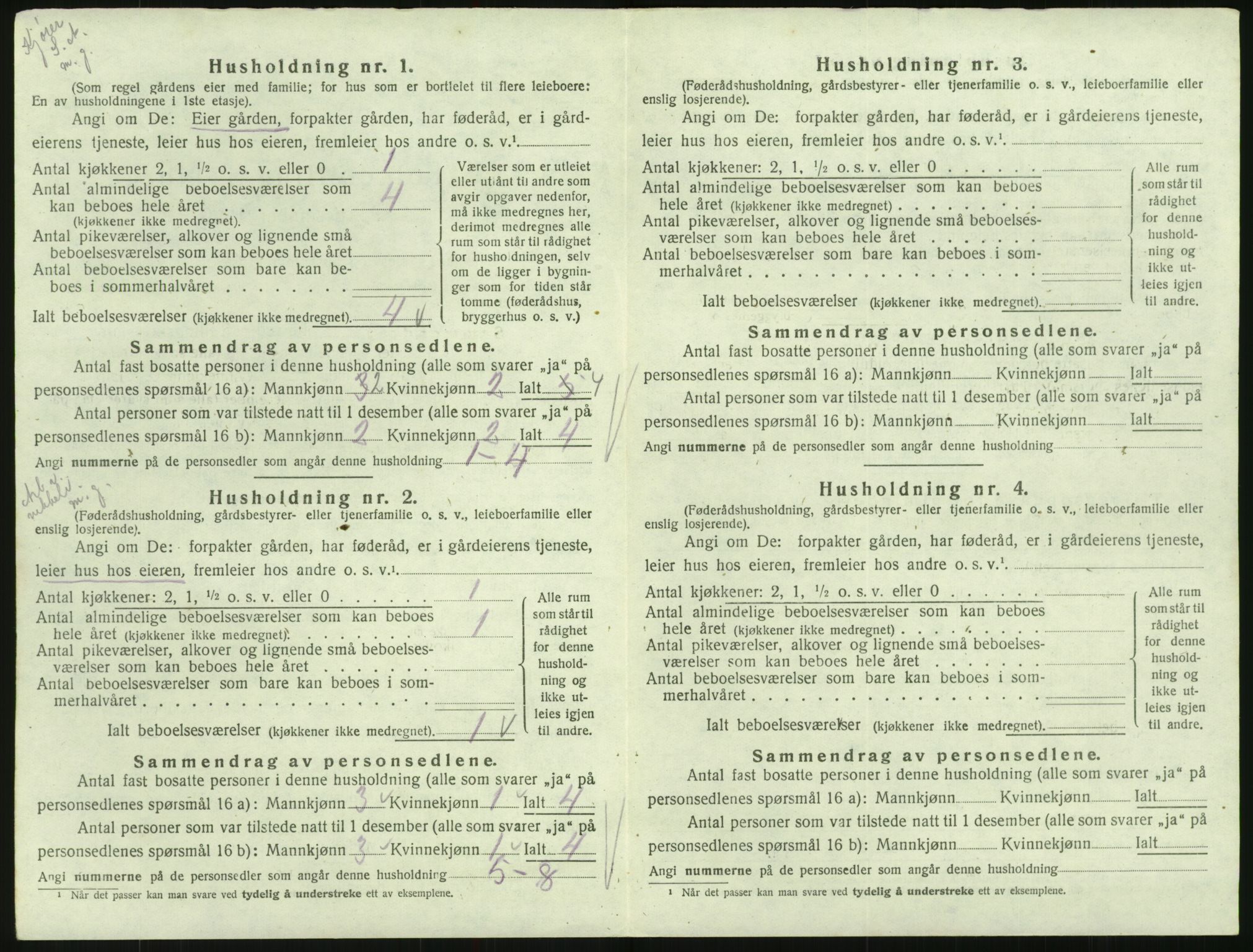 SAK, Folketelling 1920 for 0936 Hornnes herred, 1920, s. 156