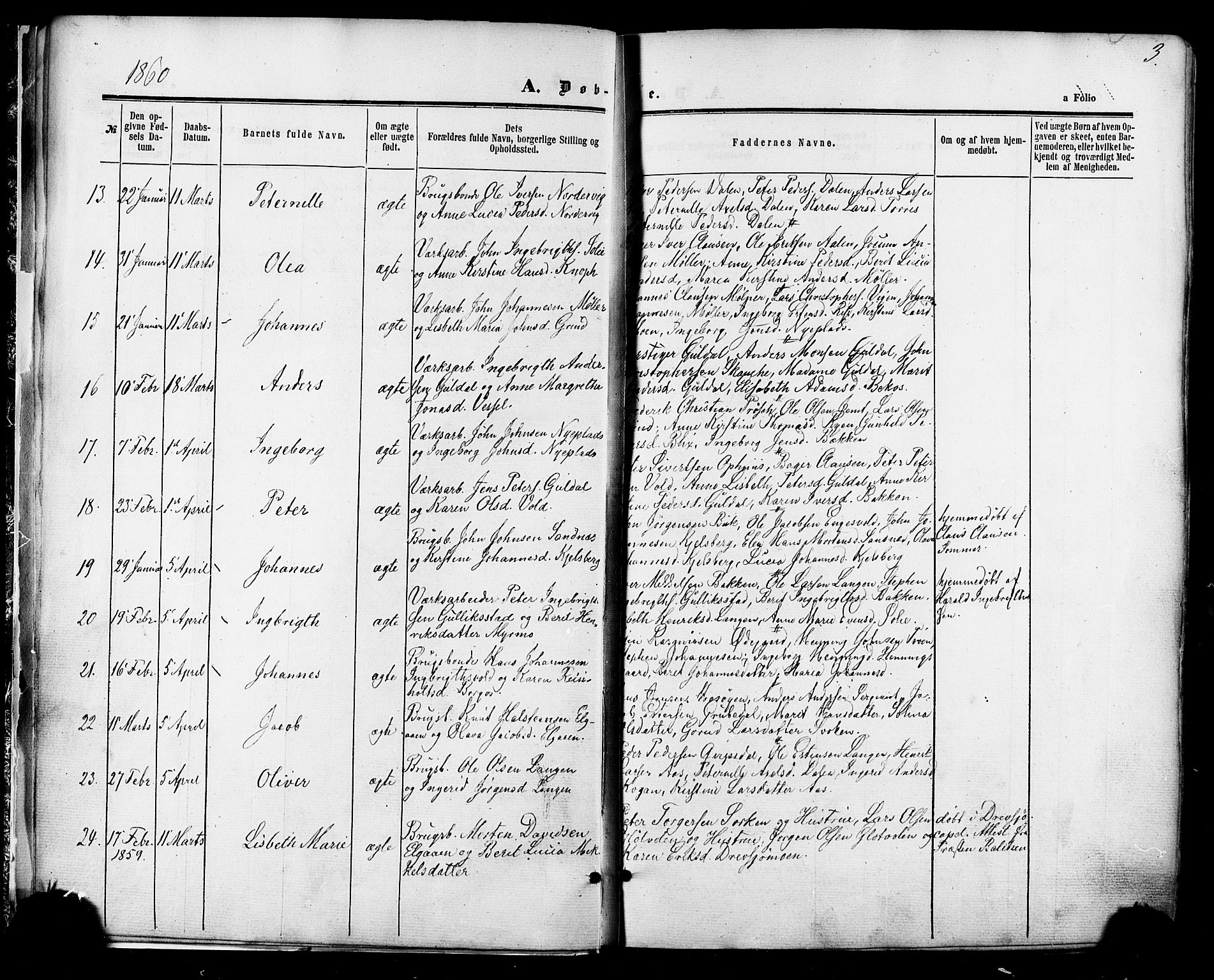 Ministerialprotokoller, klokkerbøker og fødselsregistre - Sør-Trøndelag, SAT/A-1456/681/L0932: Ministerialbok nr. 681A10, 1860-1878, s. 3