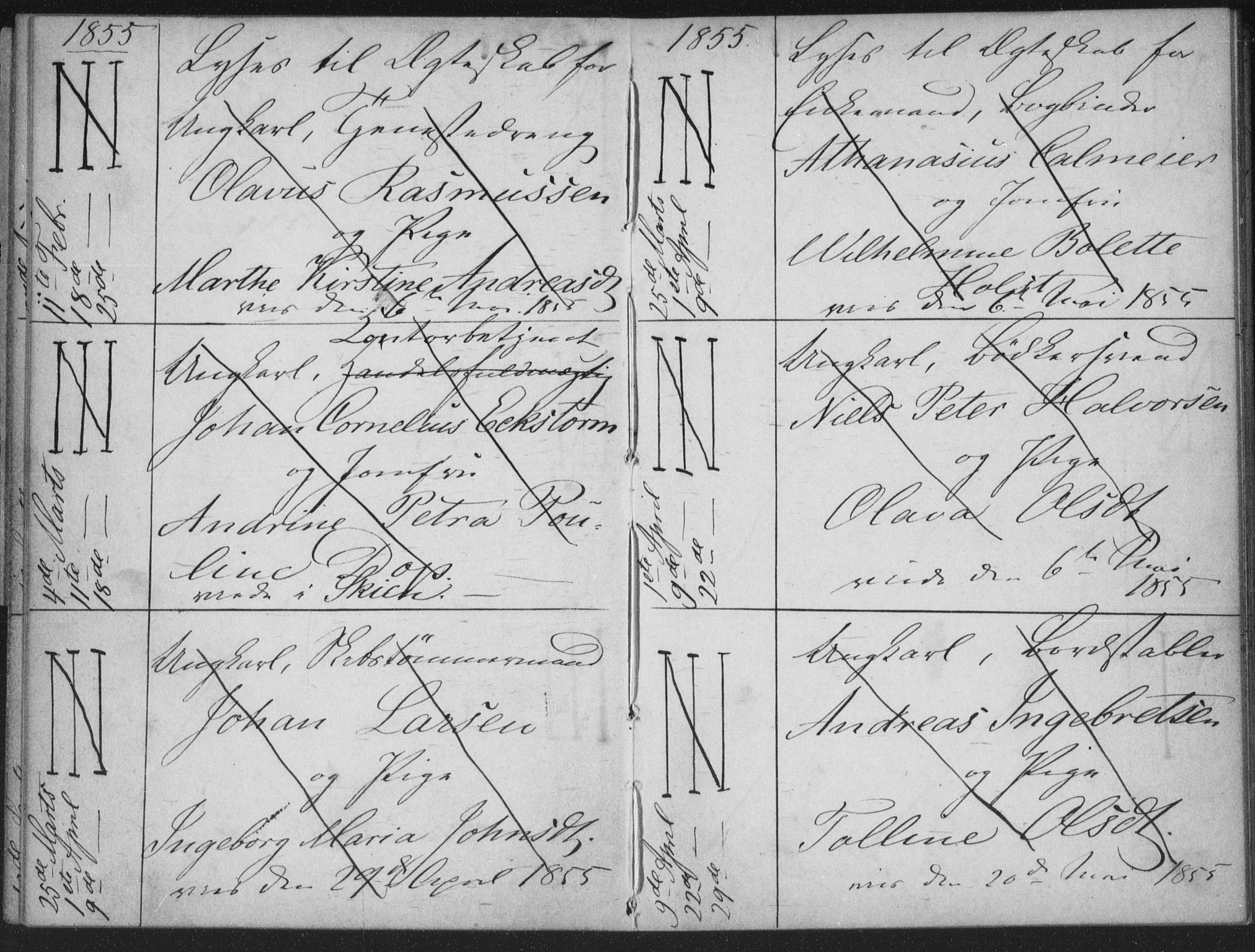 Bragernes kirkebøker, SAKO/A-6/H/Ha/L0003: Lysningsprotokoll nr. 3, 1854-1859