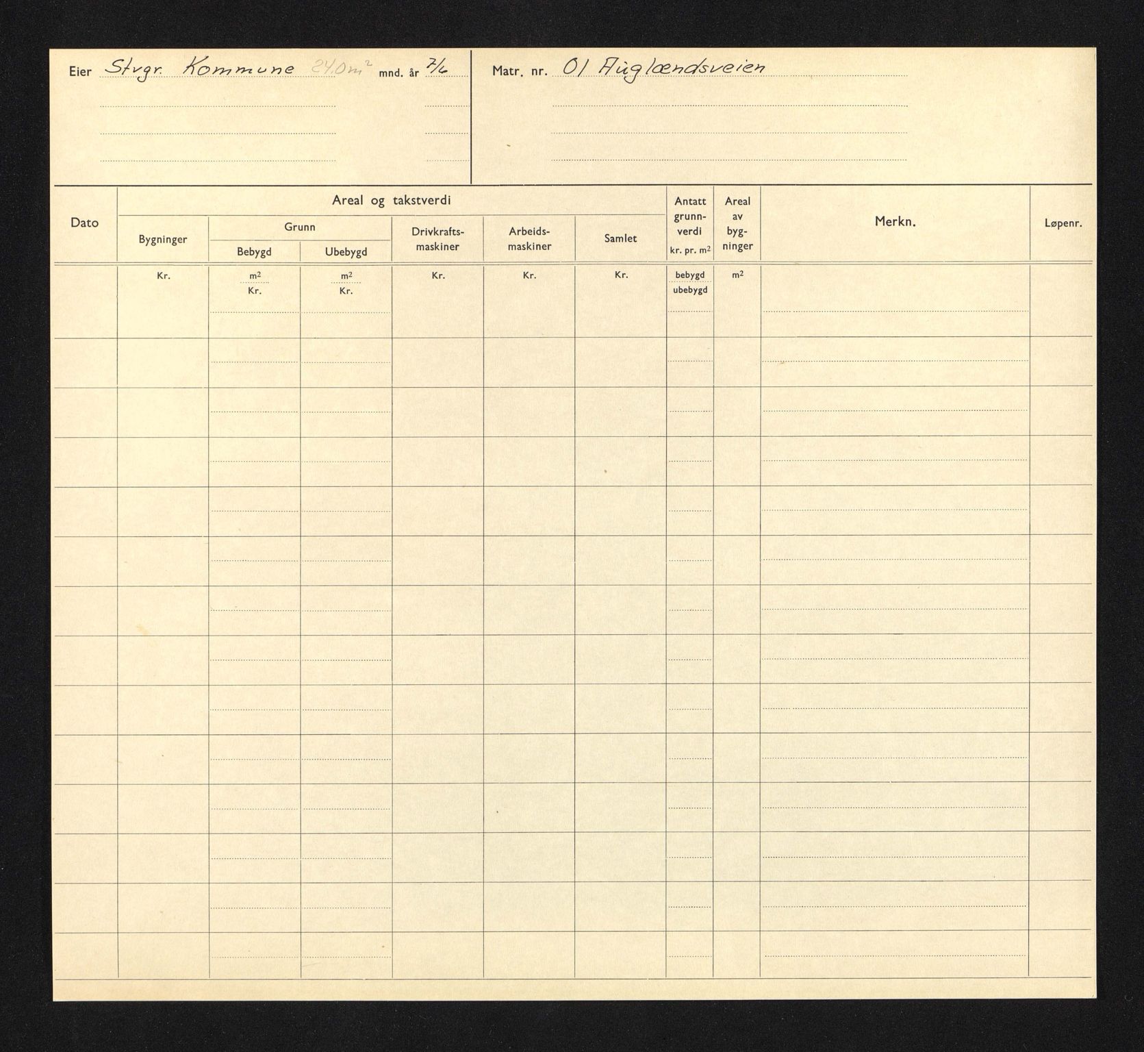 Stavanger kommune. Skattetakstvesenet, BYST/A-0440/F/Fa/Faa/L0002/0008: Skattetakstkort / Auglendsveien 1 - 34