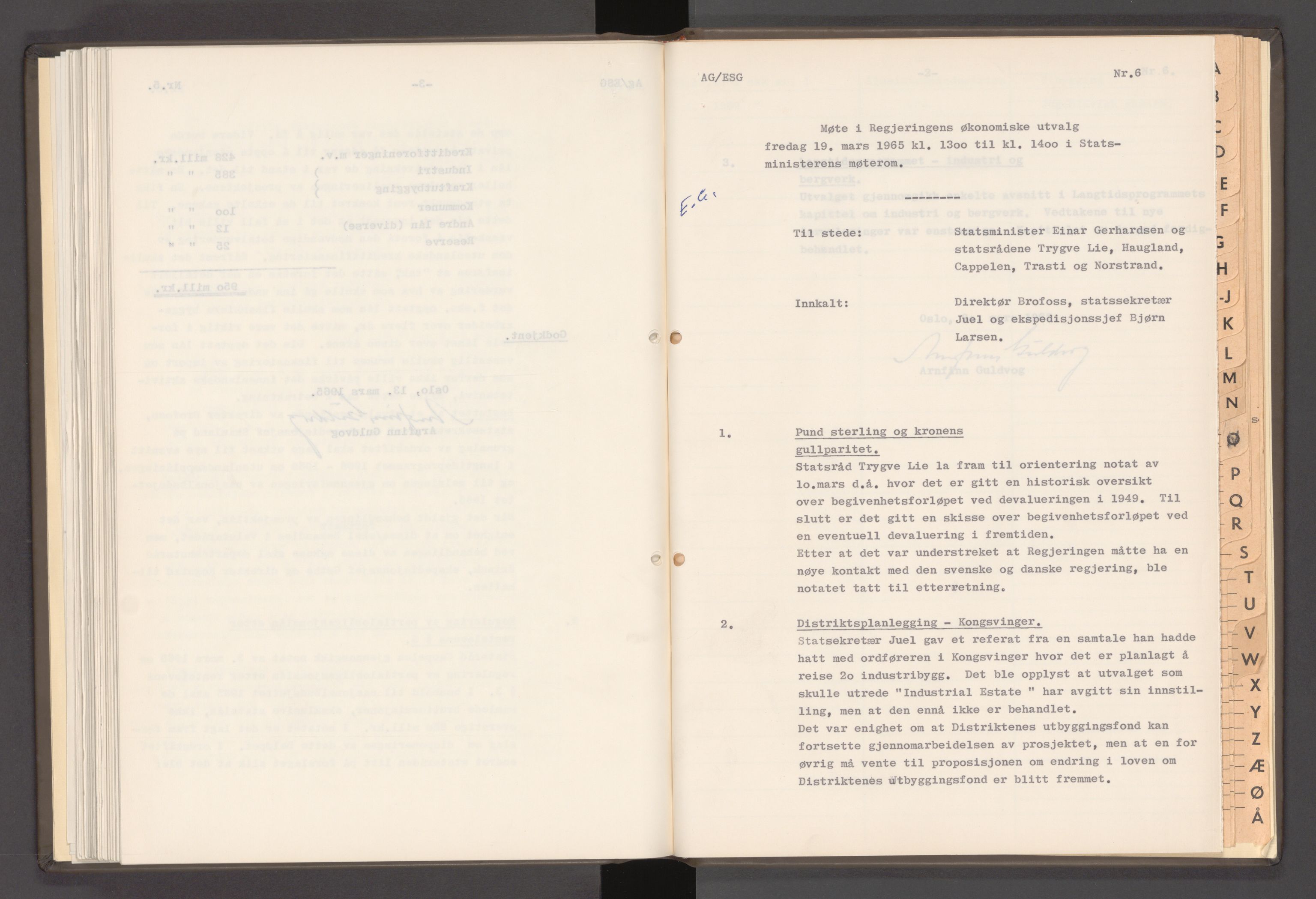 Statsministerens kontor, AV/RA-S-1005/A/Aa/L0021: Referat fra regjeringens økonomiske utvalg, 1960-1965