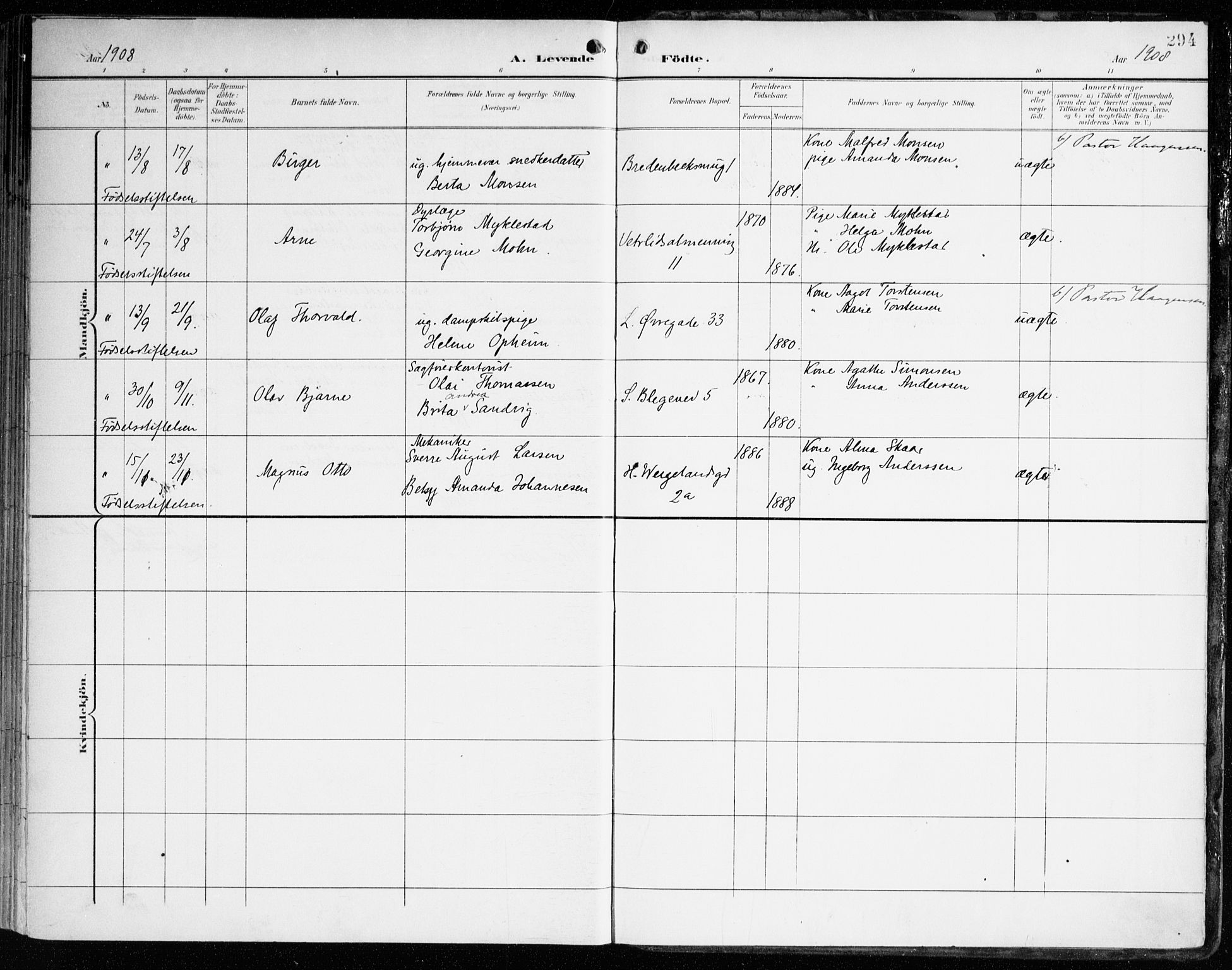 Korskirken sokneprestembete, AV/SAB-A-76101/H/Haa/L0023: Ministerialbok nr. B 9, 1899-1908, s. 294