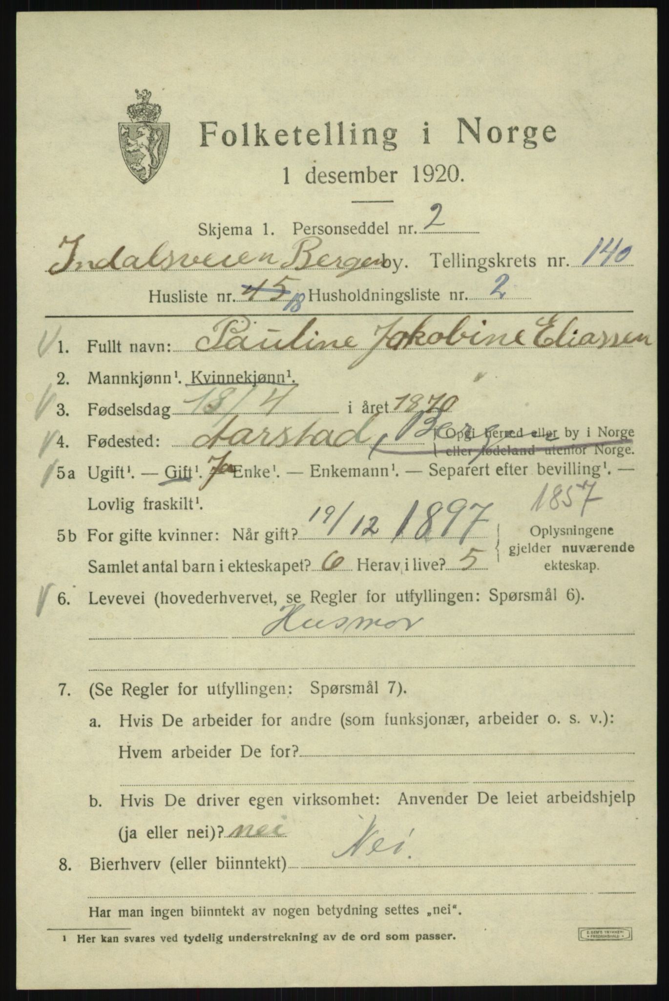 SAB, Folketelling 1920 for 1301 Bergen kjøpstad, 1920, s. 235634