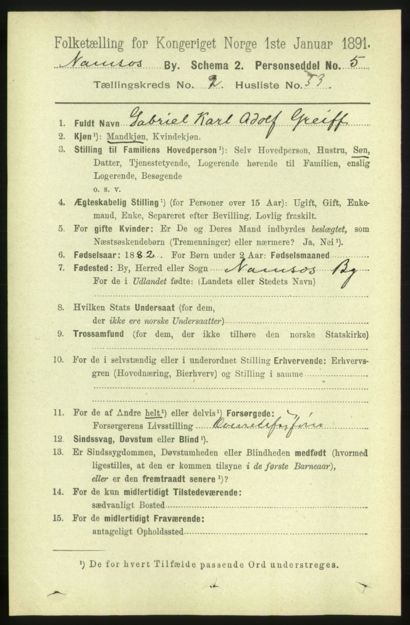 RA, Folketelling 1891 for 1703 Namsos ladested, 1891, s. 1127