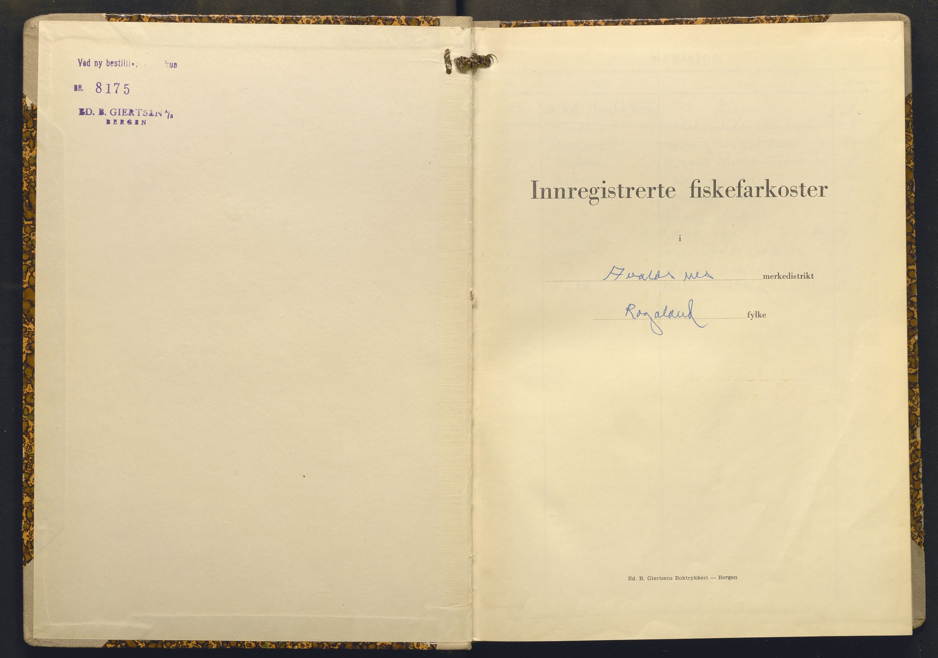 Fiskeridirektoratet - 1 Adm. ledelse - 13 Båtkontoret, SAB/A-2003/I/Ia/Iai/L0004: 135.0901/4 Merkeprotokoll - Avaldsnes, 1963-1964