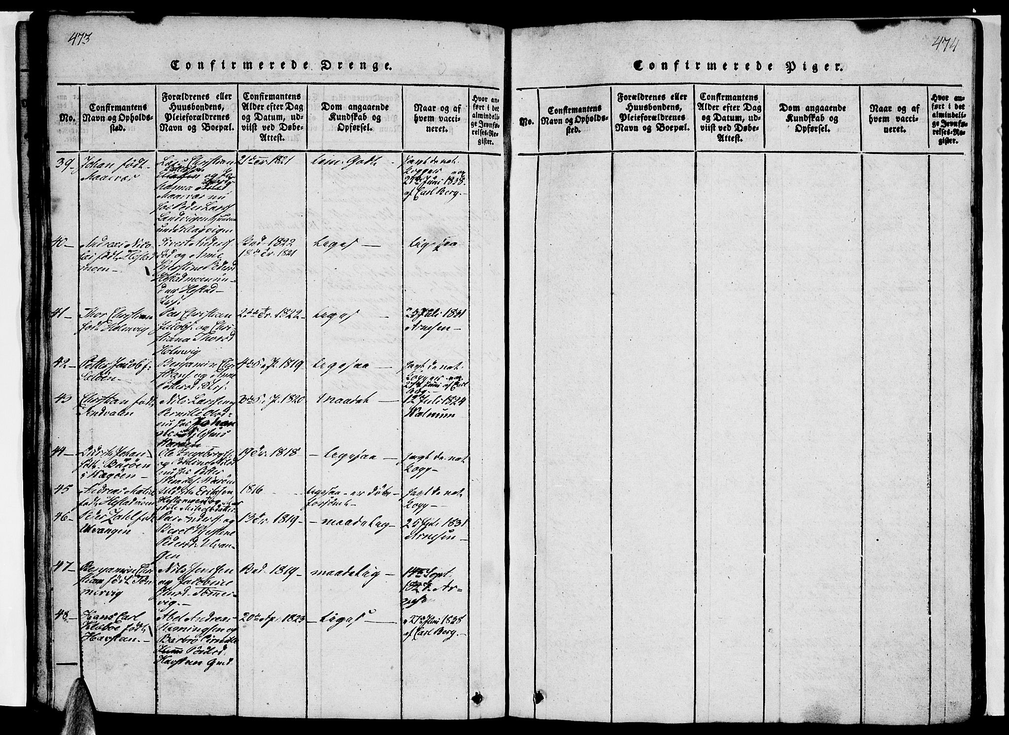 Ministerialprotokoller, klokkerbøker og fødselsregistre - Nordland, AV/SAT-A-1459/831/L0474: Klokkerbok nr. 831C01, 1820-1850, s. 473-474