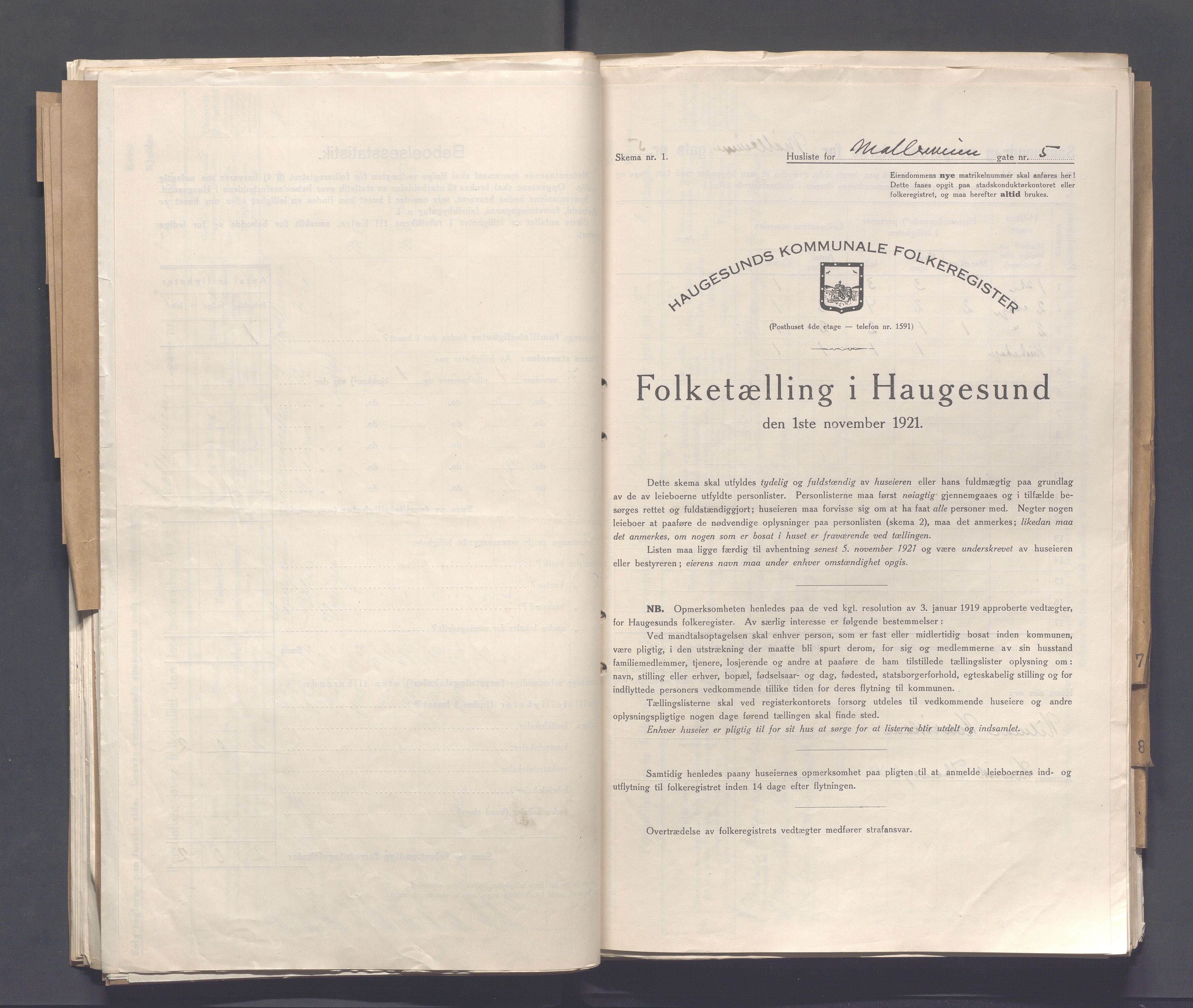 IKAR, Kommunal folketelling 1.11.1921 for Haugesund, 1921, s. 3068