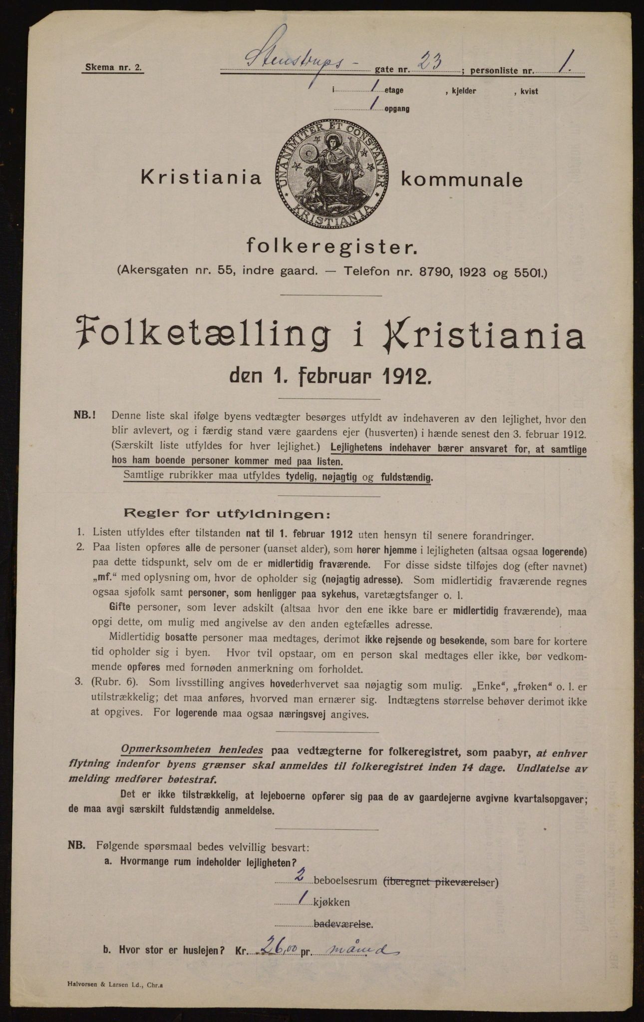 OBA, Kommunal folketelling 1.2.1912 for Kristiania, 1912, s. 101517