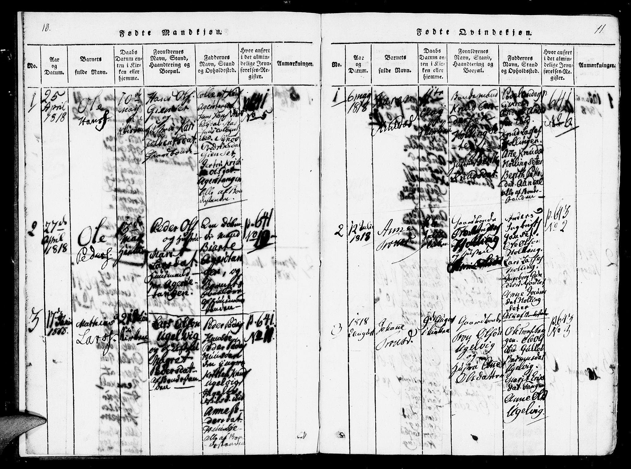 Ministerialprotokoller, klokkerbøker og fødselsregistre - Møre og Romsdal, AV/SAT-A-1454/560/L0718: Ministerialbok nr. 560A02, 1817-1844, s. 10-11