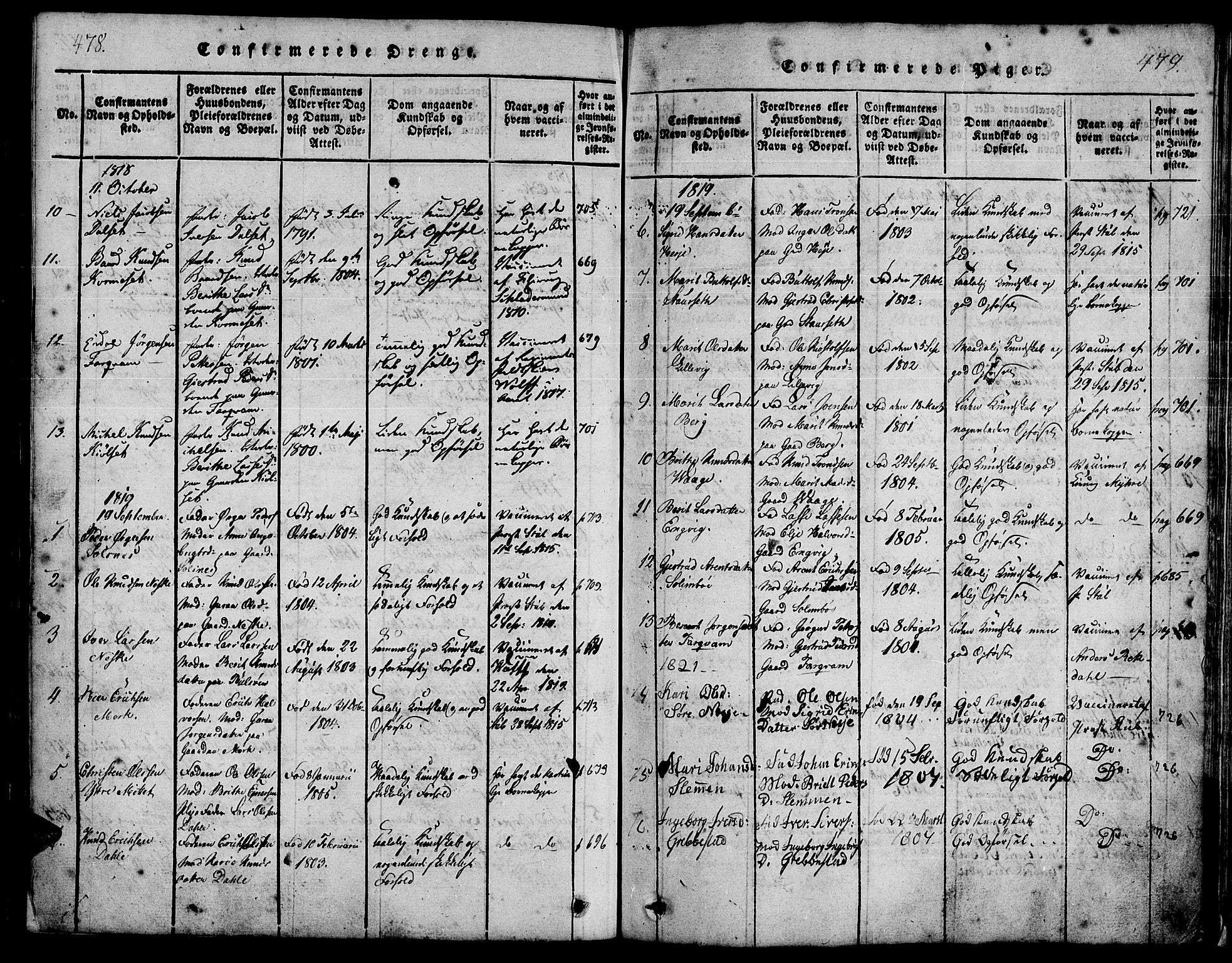 Ministerialprotokoller, klokkerbøker og fødselsregistre - Møre og Romsdal, AV/SAT-A-1454/547/L0602: Ministerialbok nr. 547A04, 1818-1845, s. 478-479