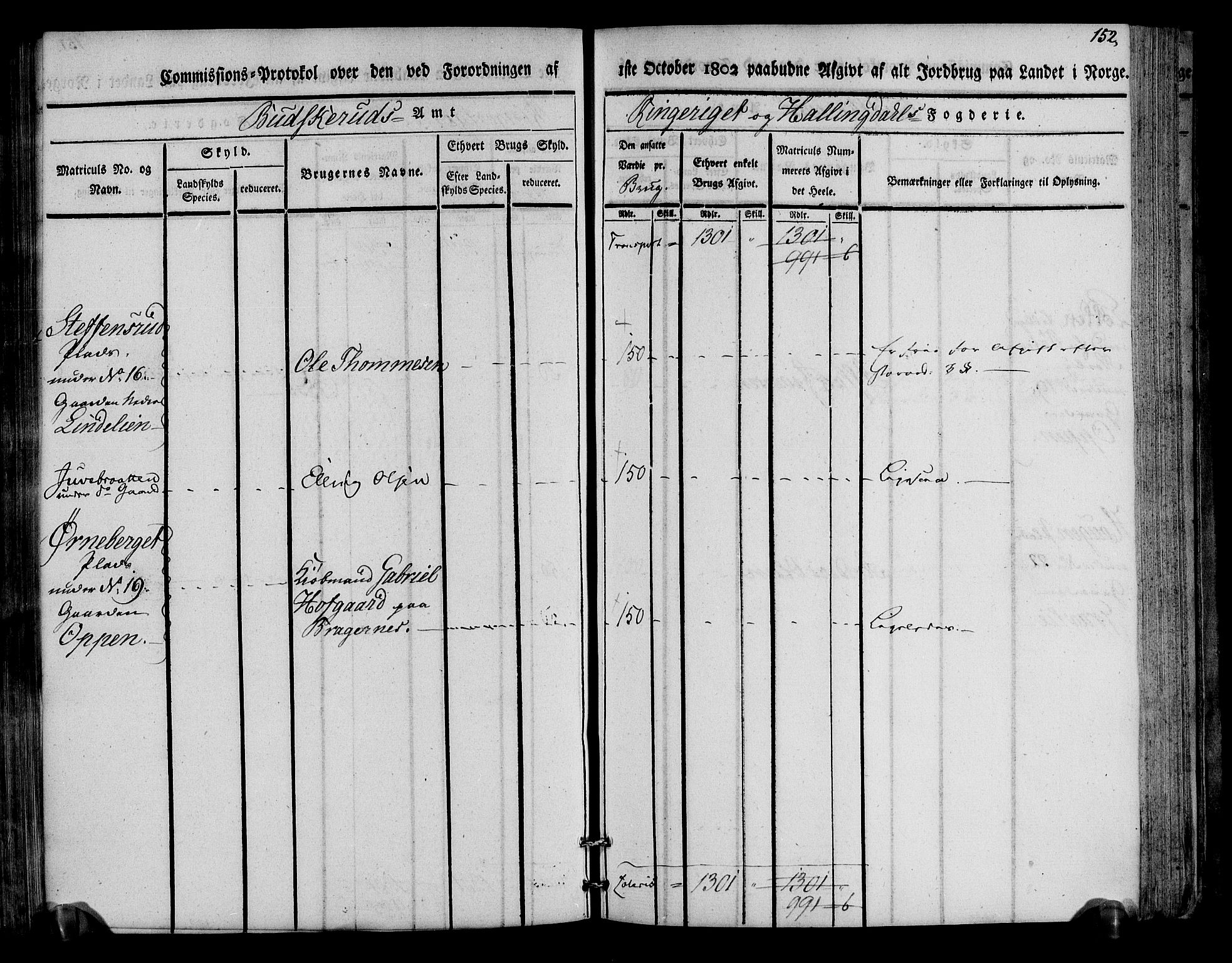 Rentekammeret inntil 1814, Realistisk ordnet avdeling, AV/RA-EA-4070/N/Ne/Nea/L0045: Ringerike og Hallingdal fogderi. Kommisjonsprotokoll for Norderhov prestegjeld, 1803, s. 155