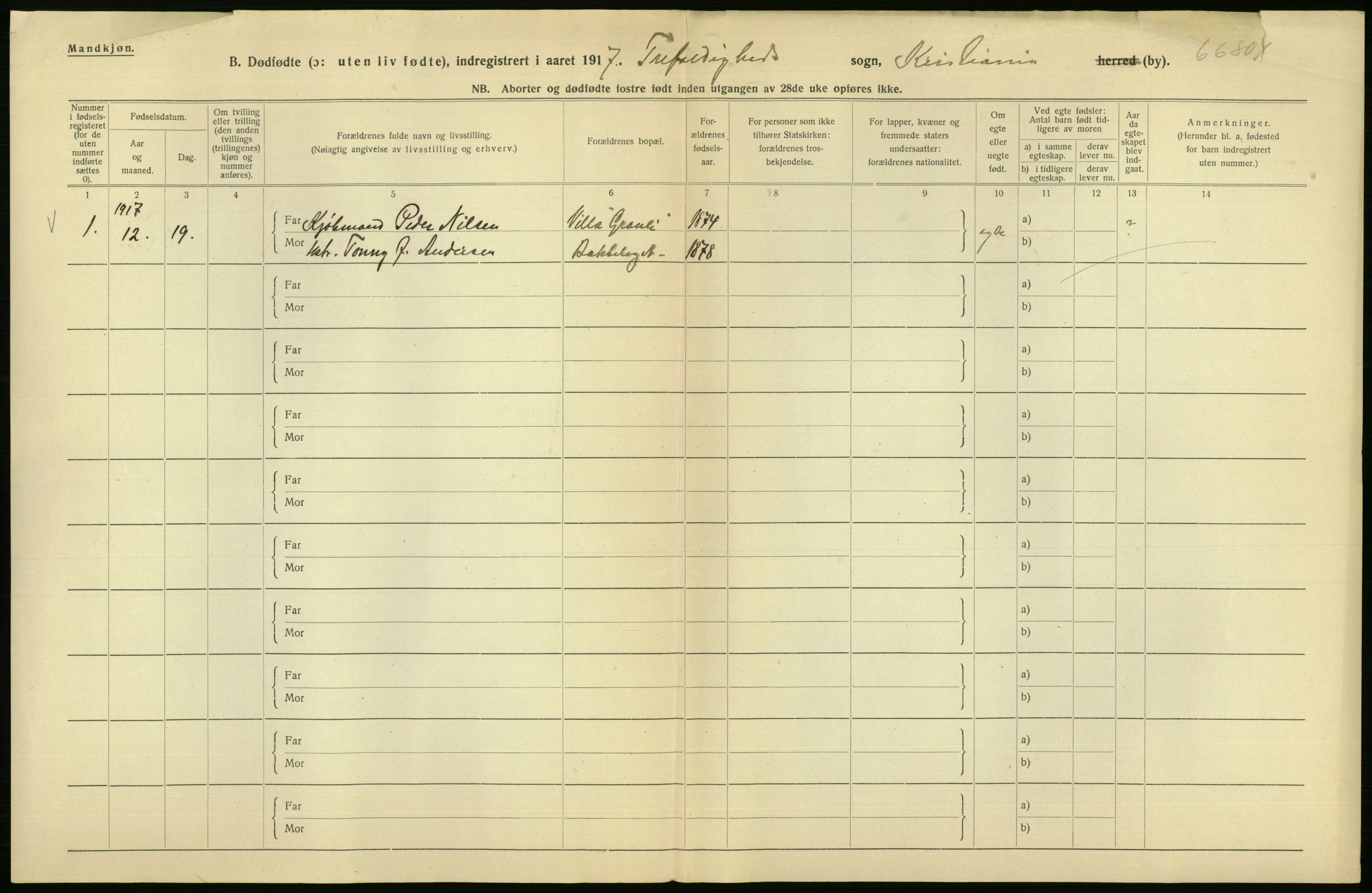 Statistisk sentralbyrå, Sosiodemografiske emner, Befolkning, RA/S-2228/D/Df/Dfb/Dfbg/L0011: Kristiania: Døde, dødfødte., 1917, s. 514