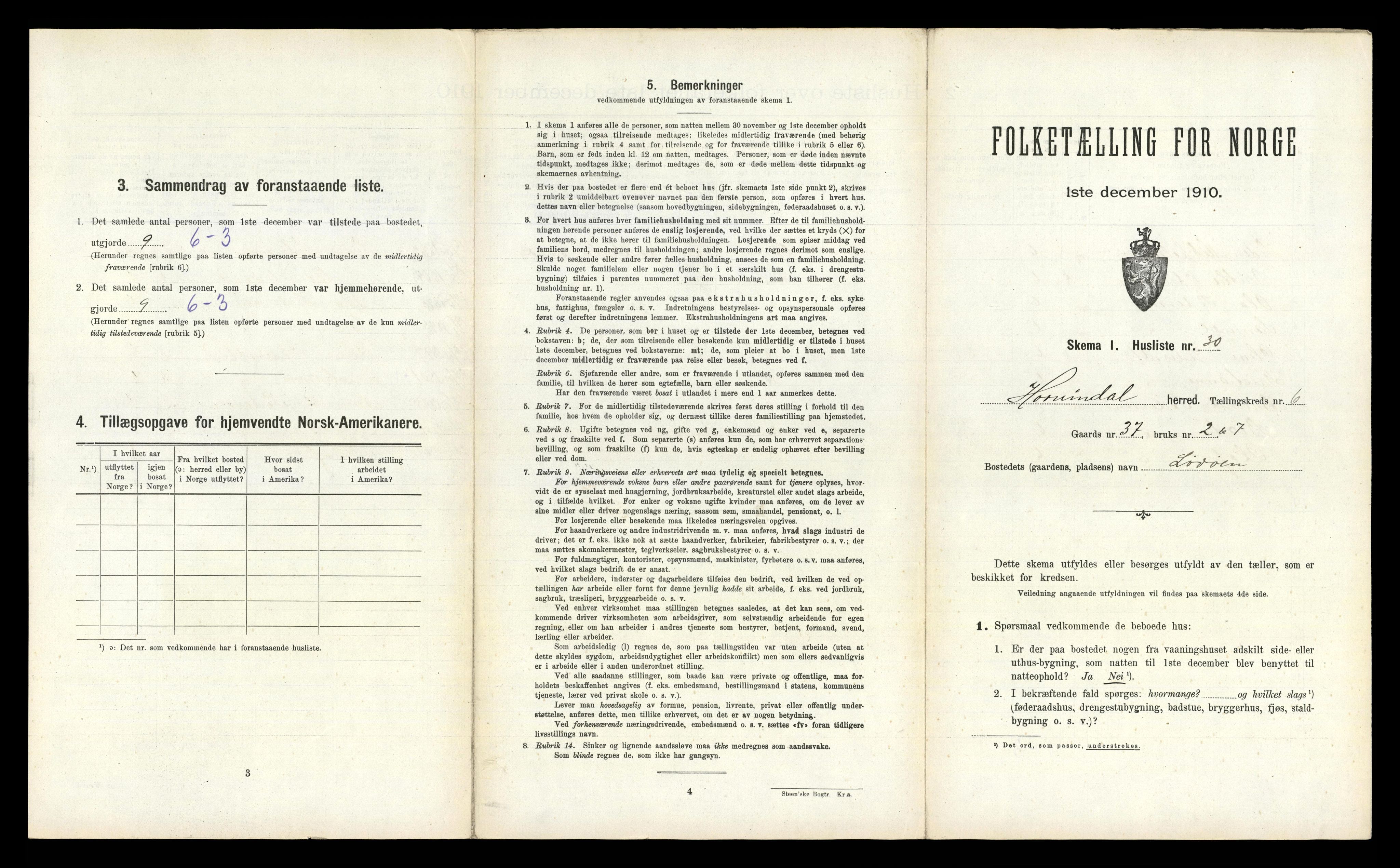 RA, Folketelling 1910 for 1444 Hornindal herred, 1910, s. 412