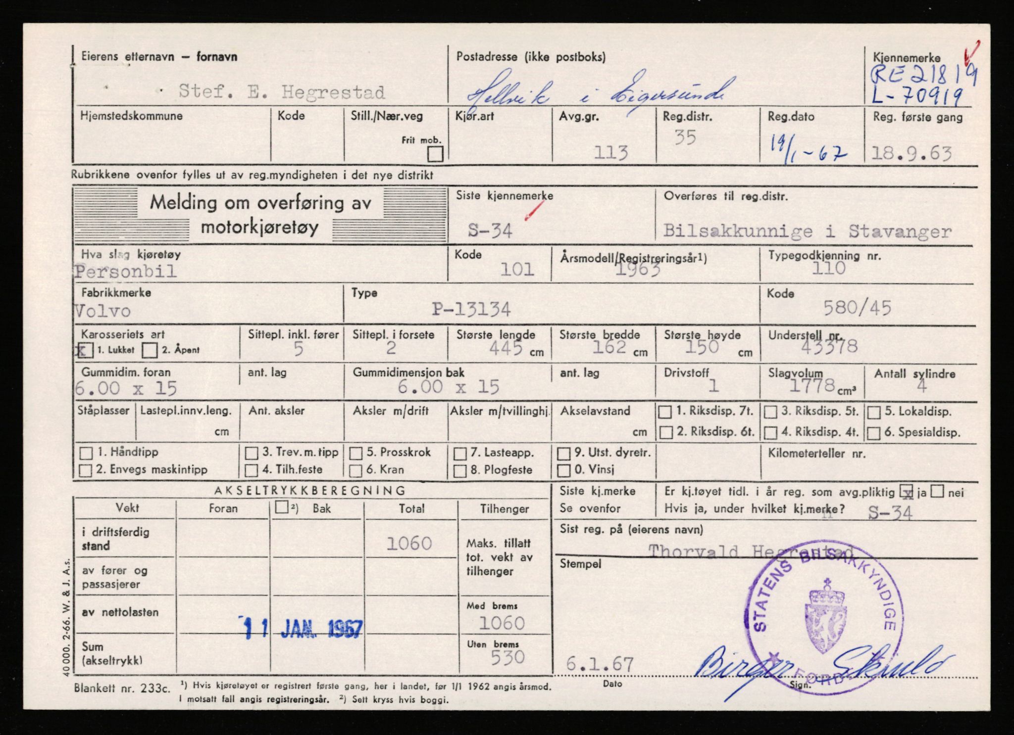 Stavanger trafikkstasjon, AV/SAST-A-101942/0/F/L0066: L-68000 - L-71599, 1930-1971, s. 1965