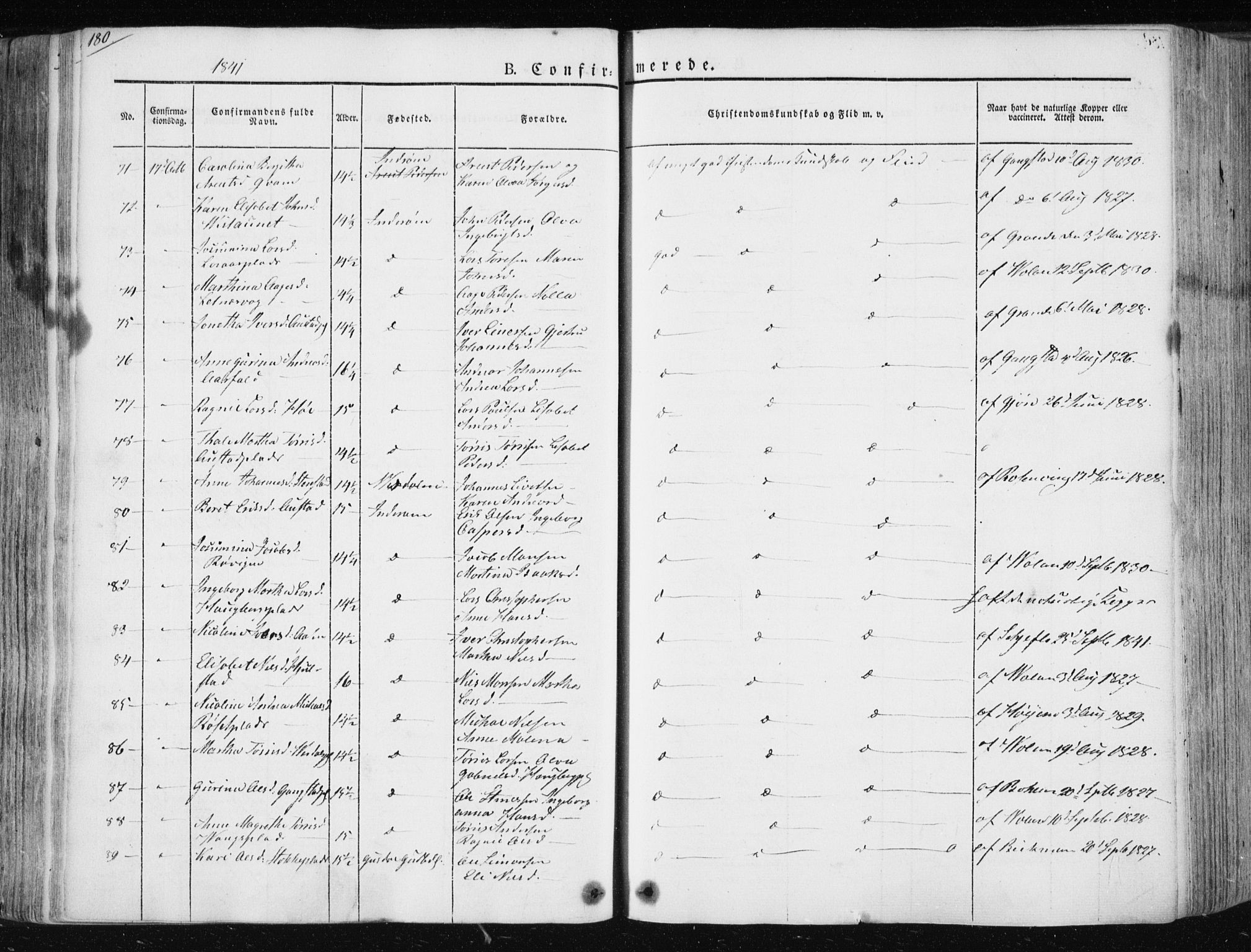 Ministerialprotokoller, klokkerbøker og fødselsregistre - Nord-Trøndelag, SAT/A-1458/730/L0280: Ministerialbok nr. 730A07 /1, 1840-1854, s. 180