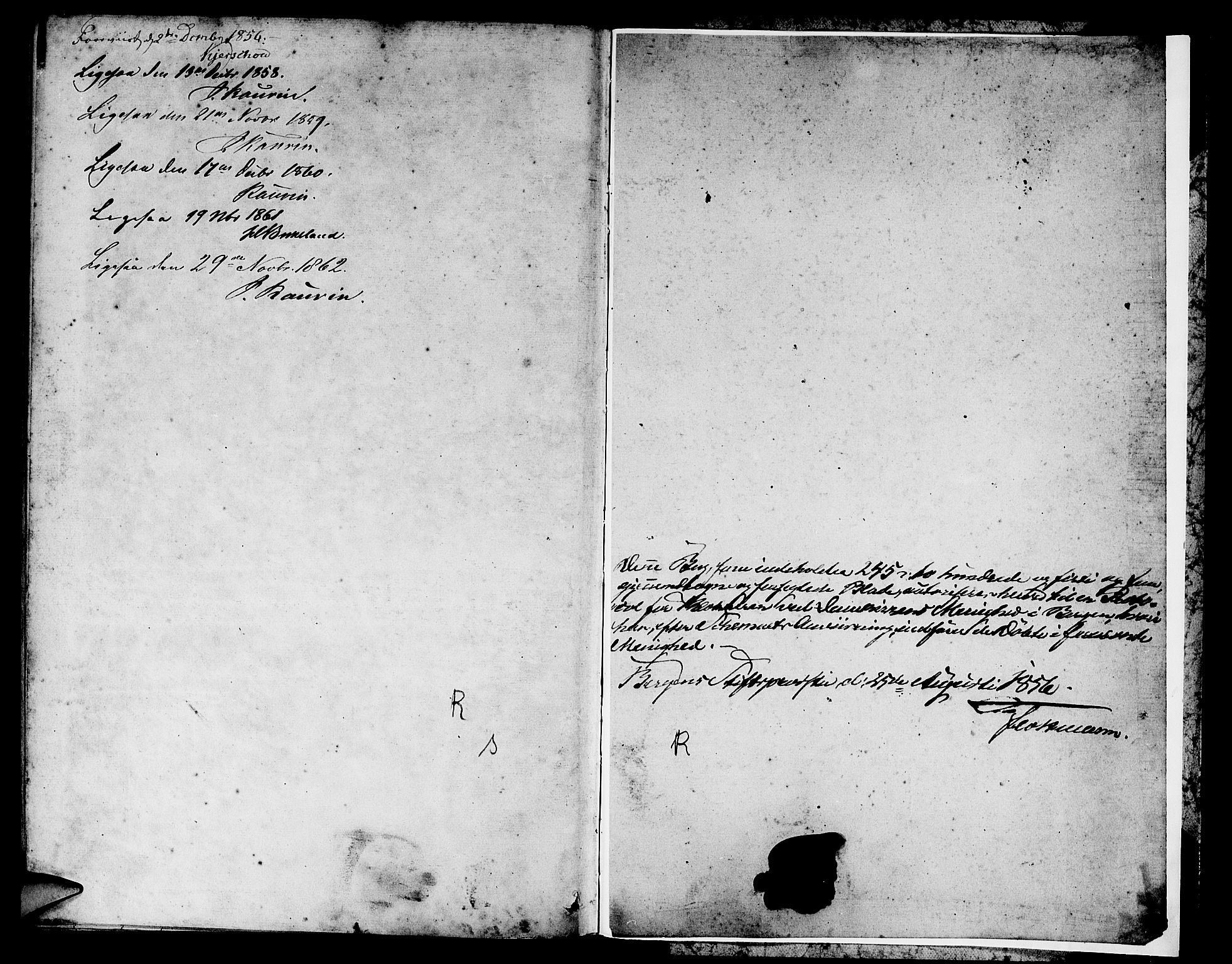 Domkirken sokneprestembete, SAB/A-74801/H/Hab/L0011: Klokkerbok nr. B 4, 1856-1862